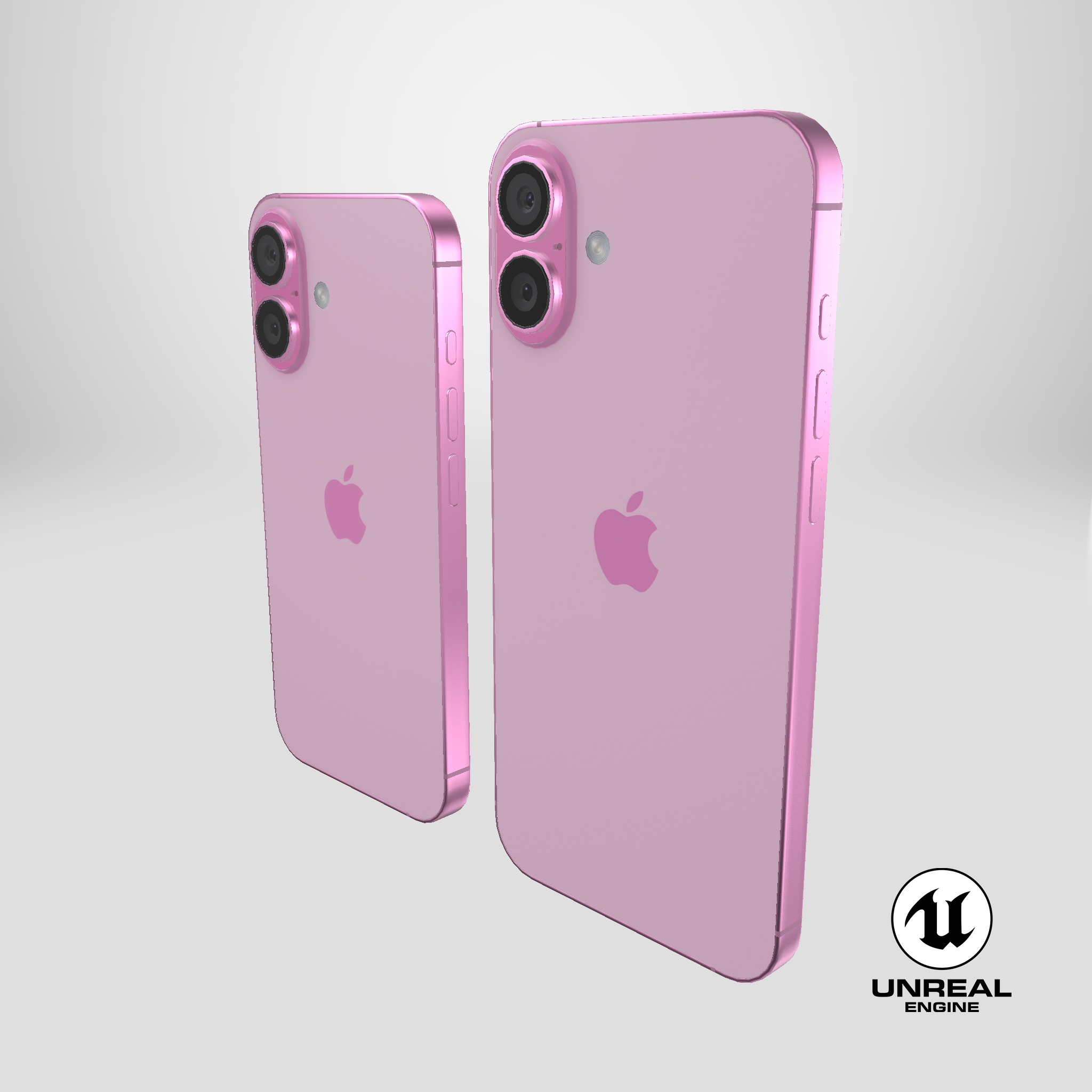iPhone 16 and 16 Plus Pink Low-poly 3D model_15