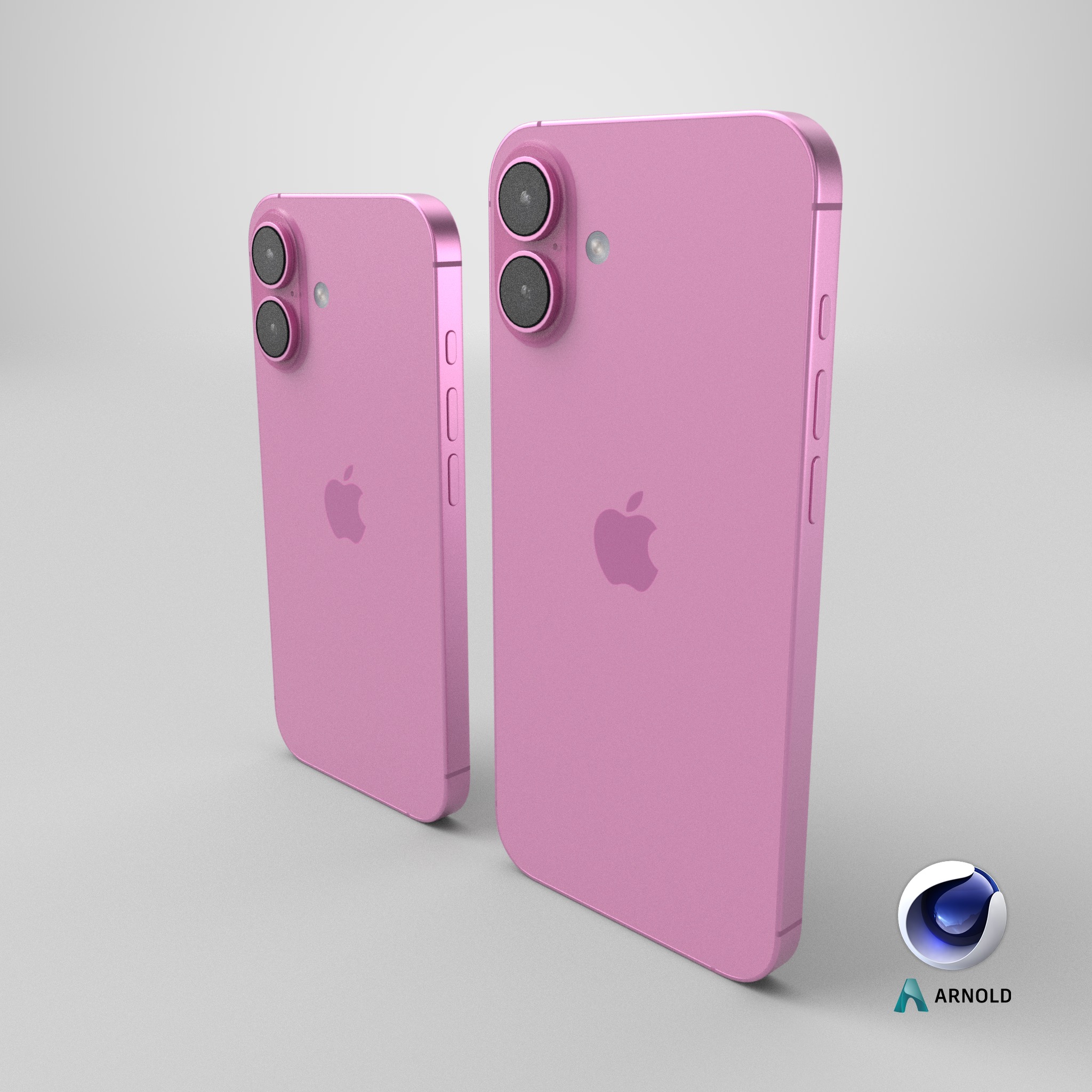 iPhone 16 and 16 Plus Pink Low-poly 3D model_9