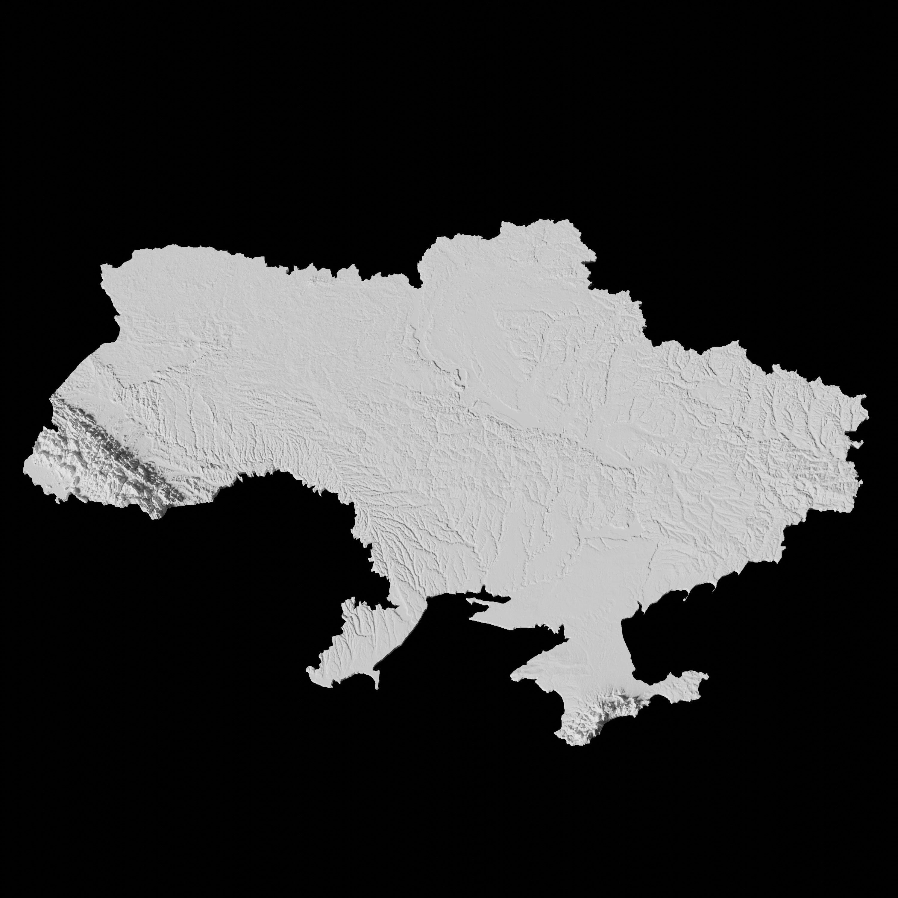 Ukraine Topographic Map - 3D Terrain Topography of Ukraine 3D print model_1
