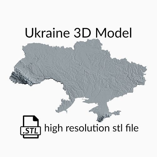 Ukraine Topographic Map - 3D Terrain Topography of Ukraine 3D print model