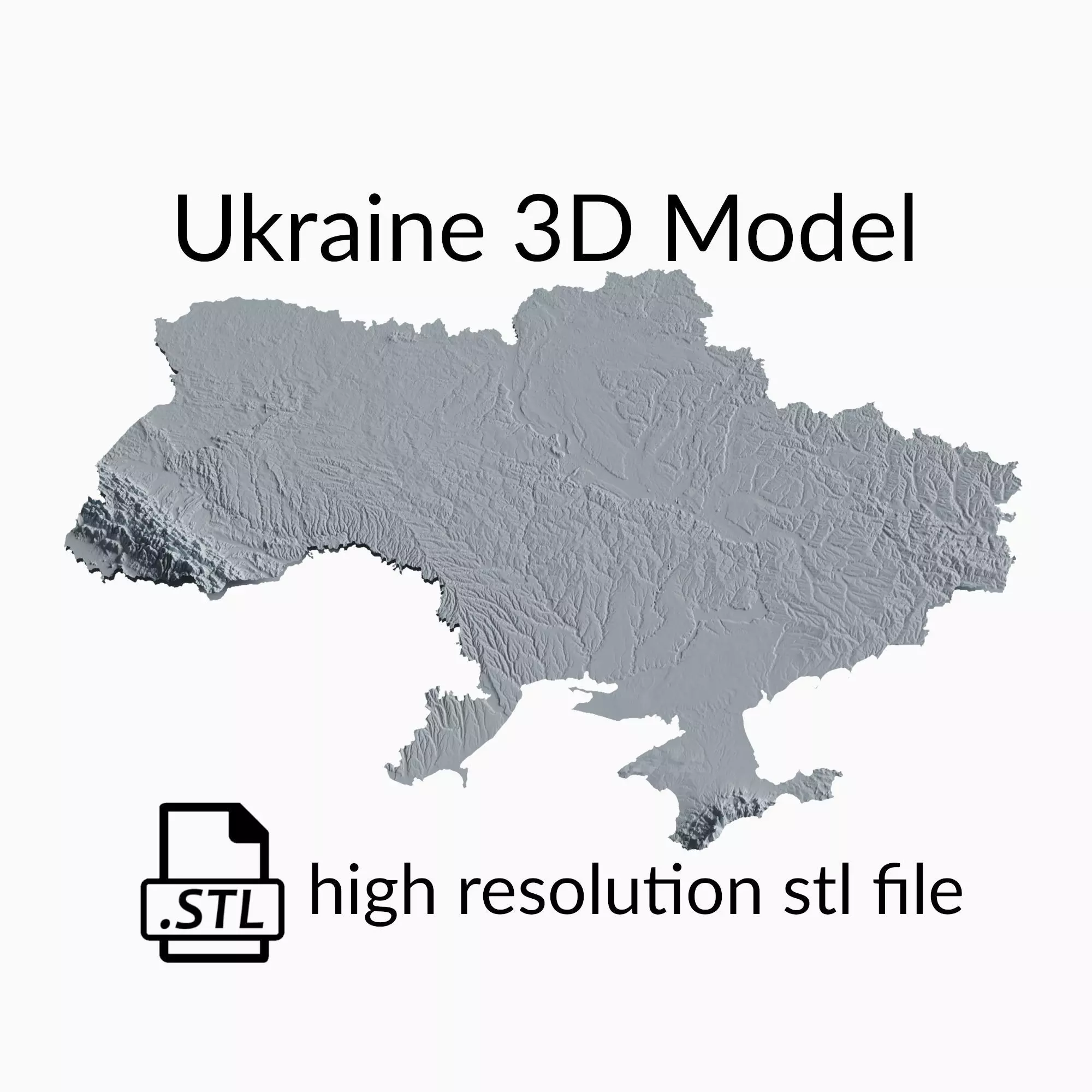 Ukraine Topographic Map - 3D Terrain Topography of Ukraine 3D print model_0