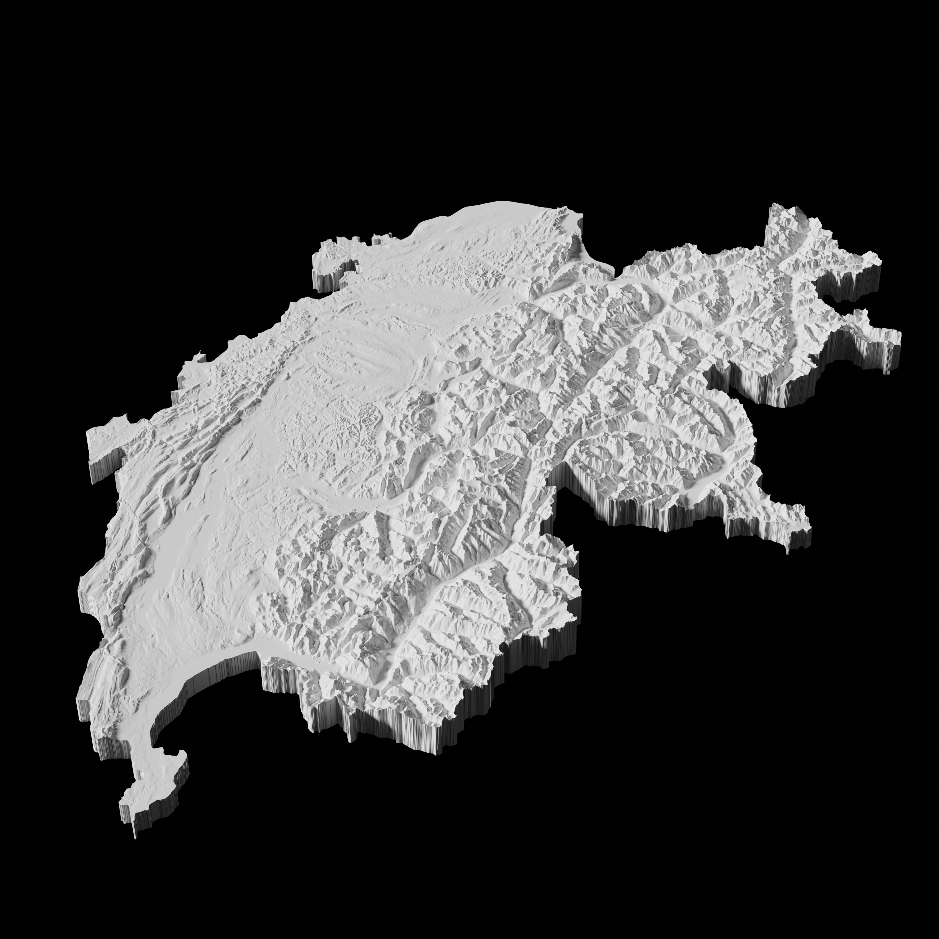 Switzerland Topographic Map - 3D Terrain Topography 3D print model_3
