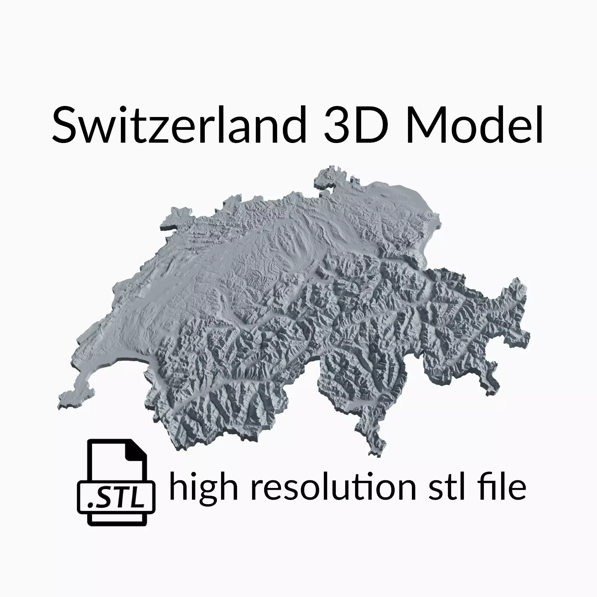 Switzerland Topographic Map - 3D Terrain Topography 3D print model_0