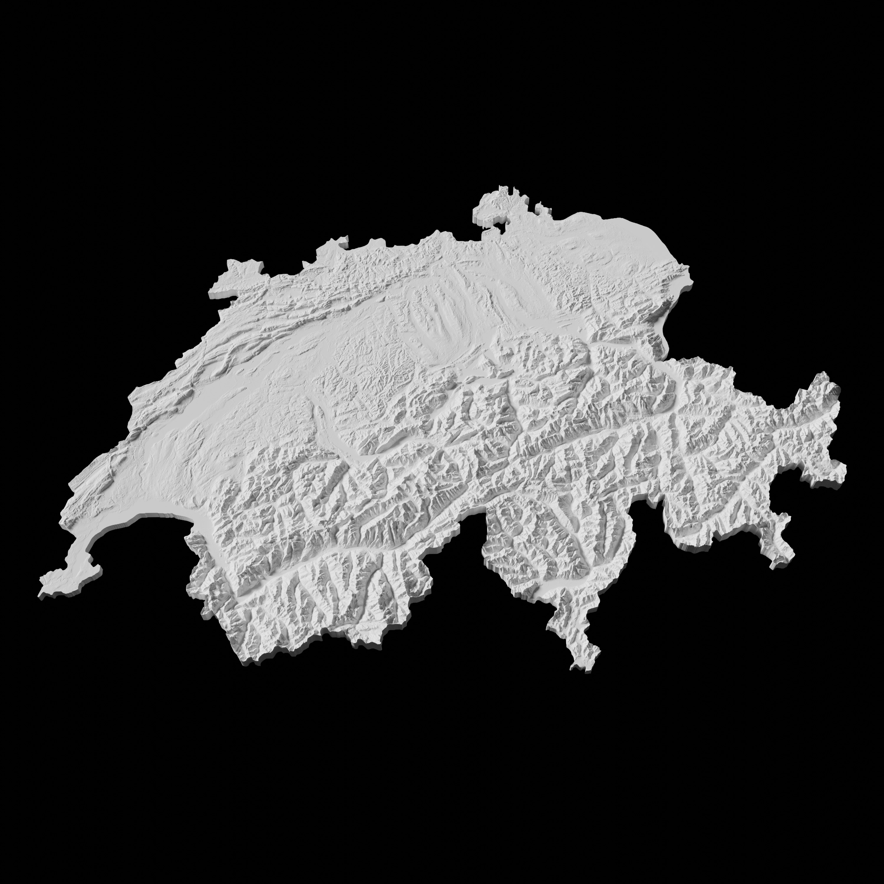 Switzerland Topographic Map - 3D Terrain Topography 3D print model_1