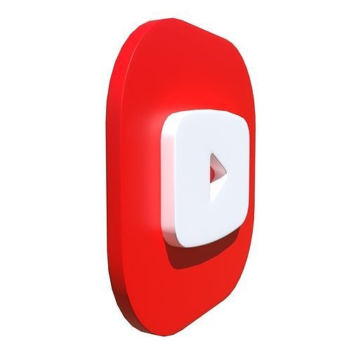 Youtube logo square rounded 2 Low-poly 3D model