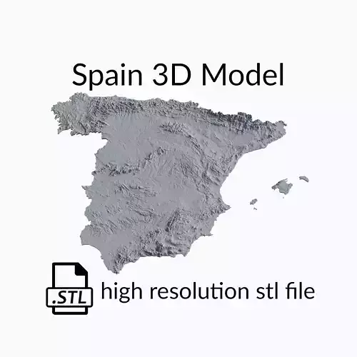 Spain Topographic Map - 3D Terrain Topography of Spain