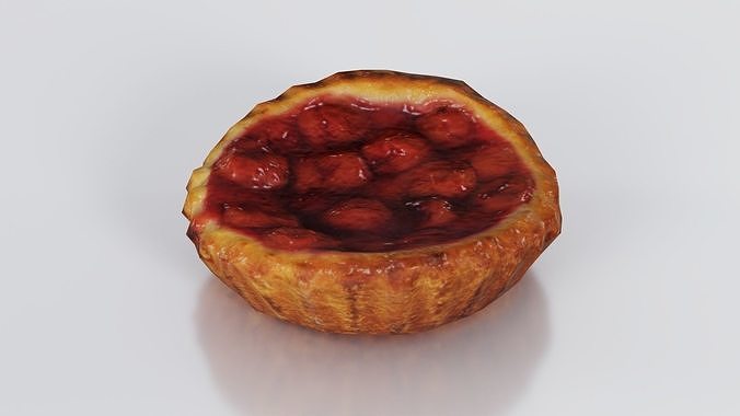 Cherry Cake Low-poly 3D model 3