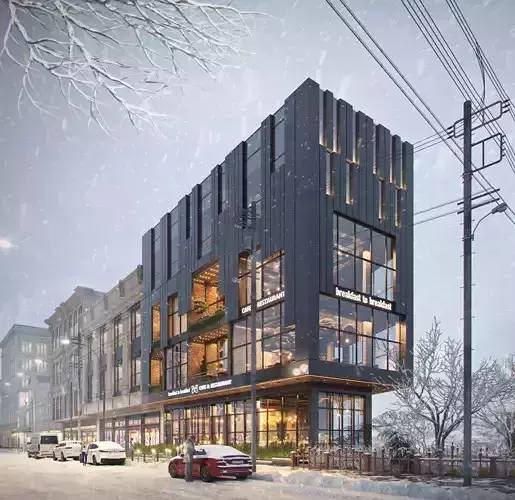 Modern Restaurant Full Design-Exterior and interior