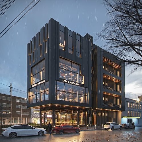 Modern Restaurant Full Design-Exterior and interior 3D model 4