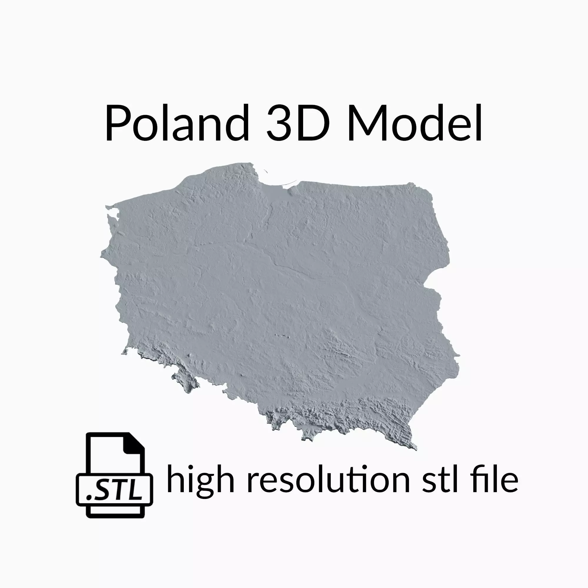 Poland Topographic Map - 3D Terrain Topography of Poland 3D print model_0