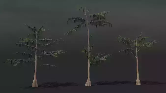 Bald cypress trees Low-poly 3D model