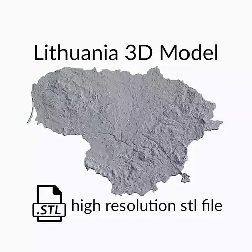 Lithuania Topographic Map - 3D Terrain Topography of Lithuania