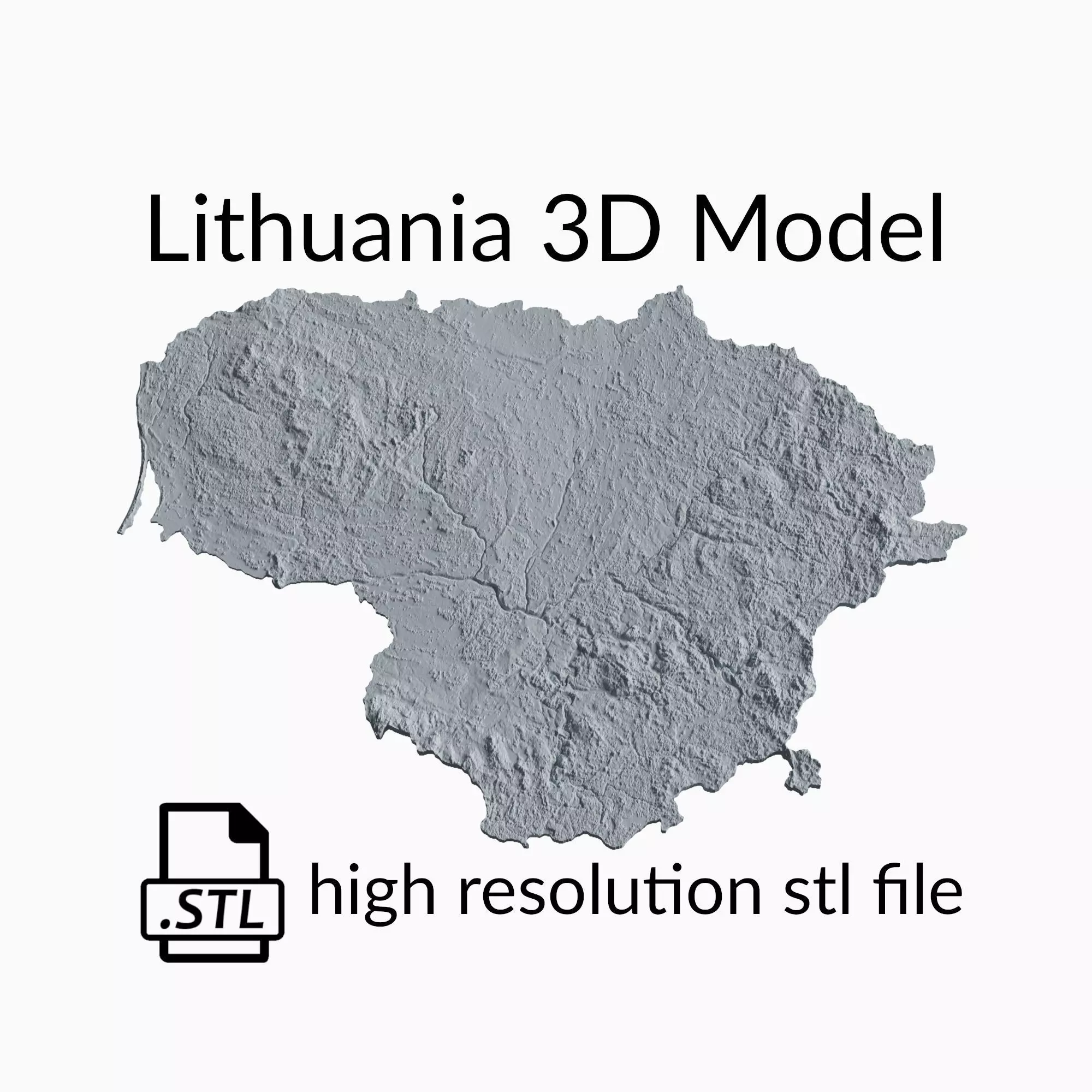 Lithuania Topographic Map - 3D Terrain Topography of Lithuania 3D print model_0