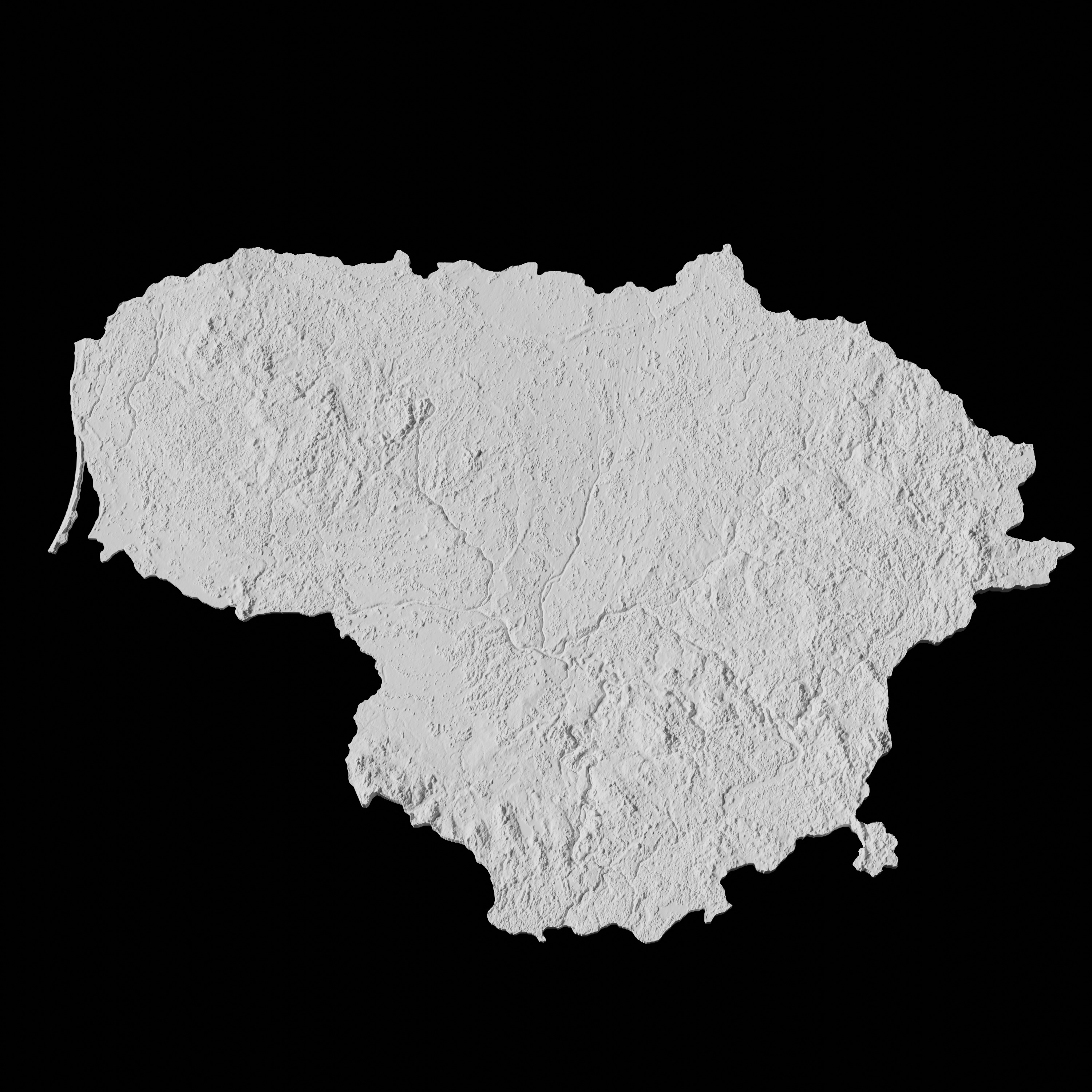 Lithuania Topographic Map - 3D Terrain Topography of Lithuania 3D print model_1