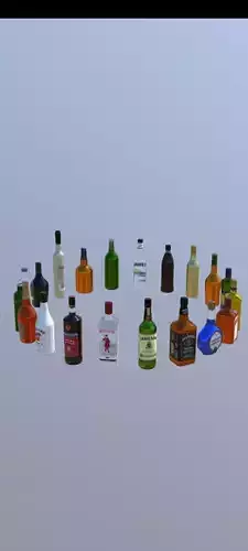 20 Liquor bottles Low-poly 3D model