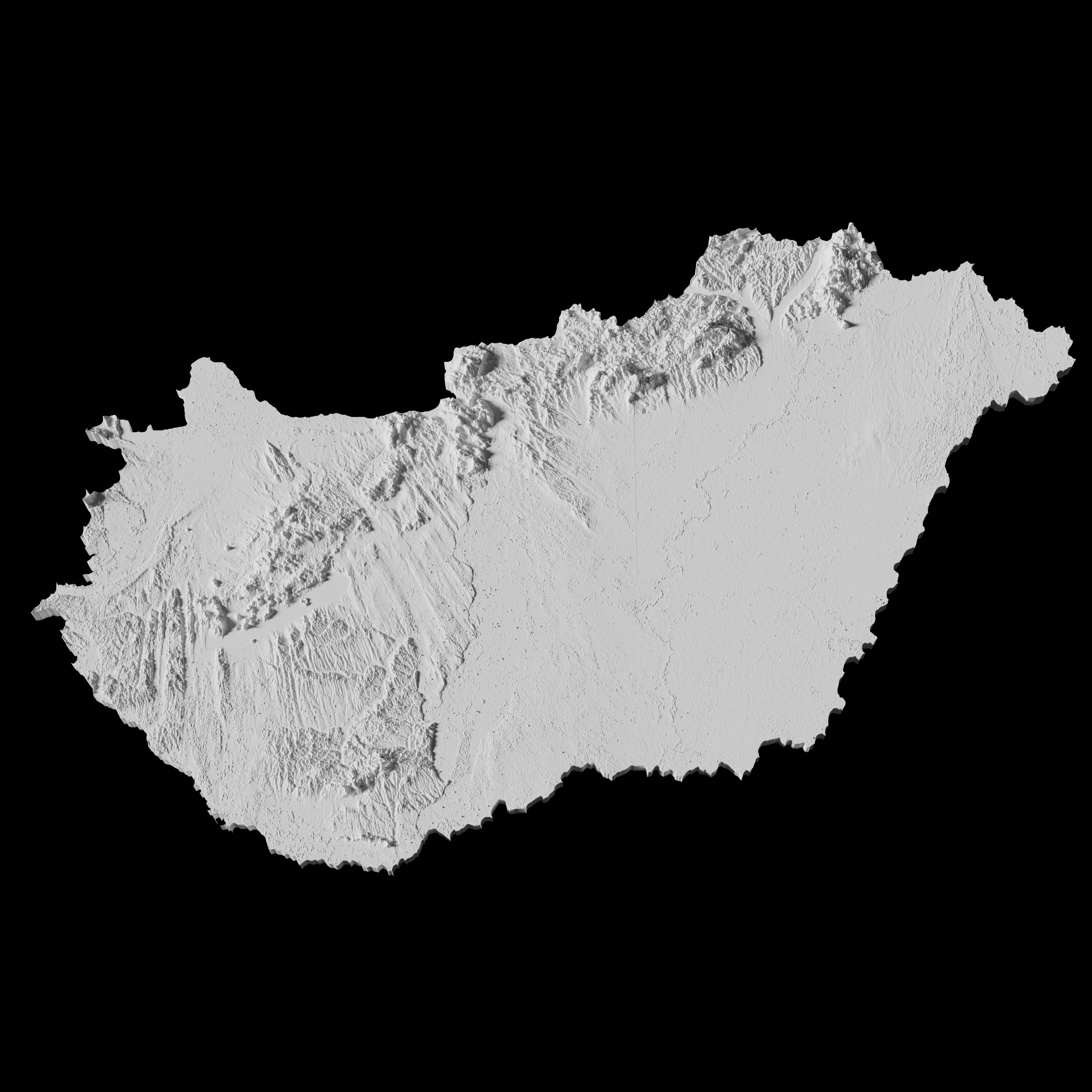 Hungary Topographic Map - 3D Terrain Topography of Hungary 3D print model_1