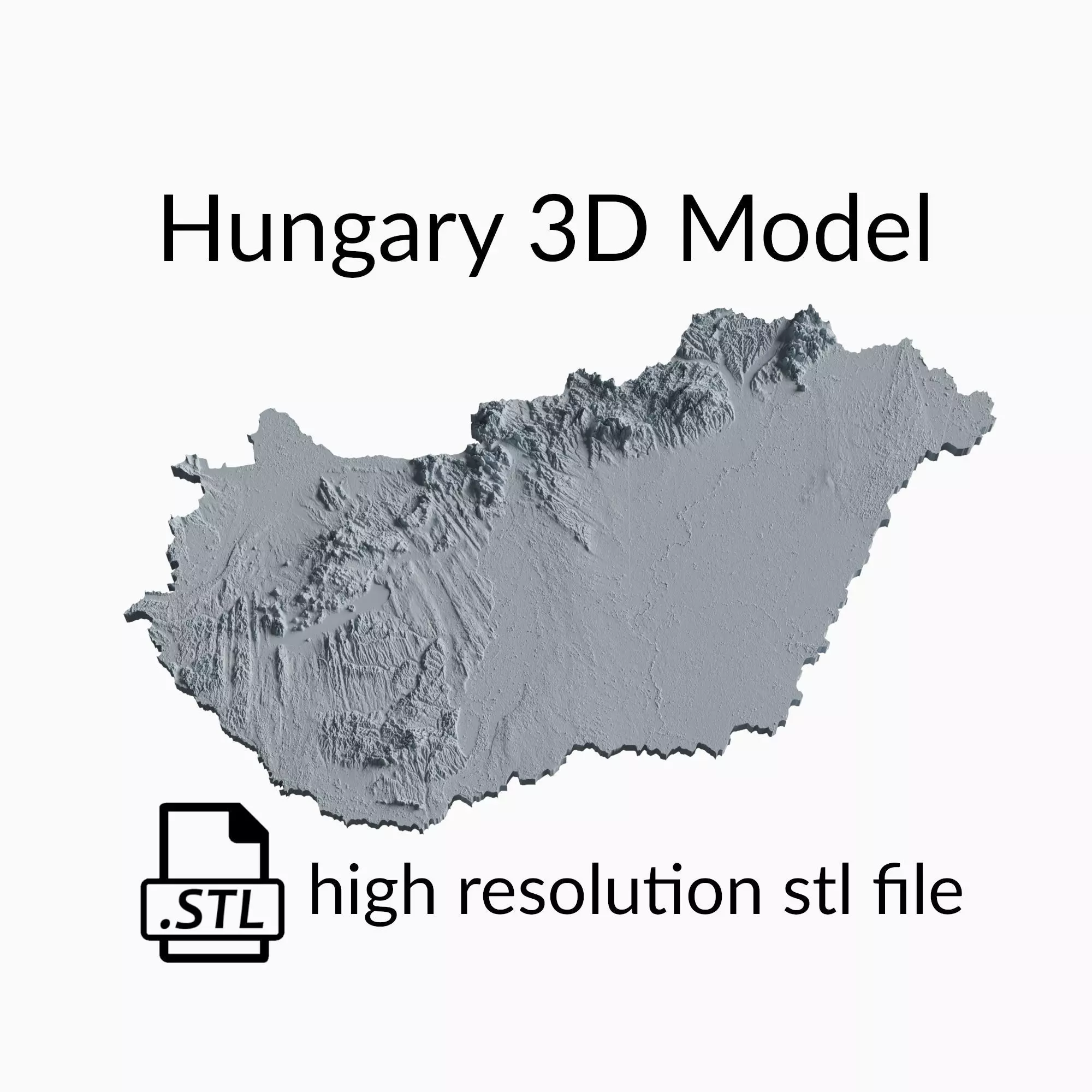 Hungary Topographic Map - 3D Terrain Topography of Hungary 3D print model_0