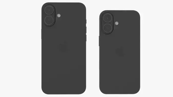 iPhone 16 and 16 Plus Black Low-poly 3D model
