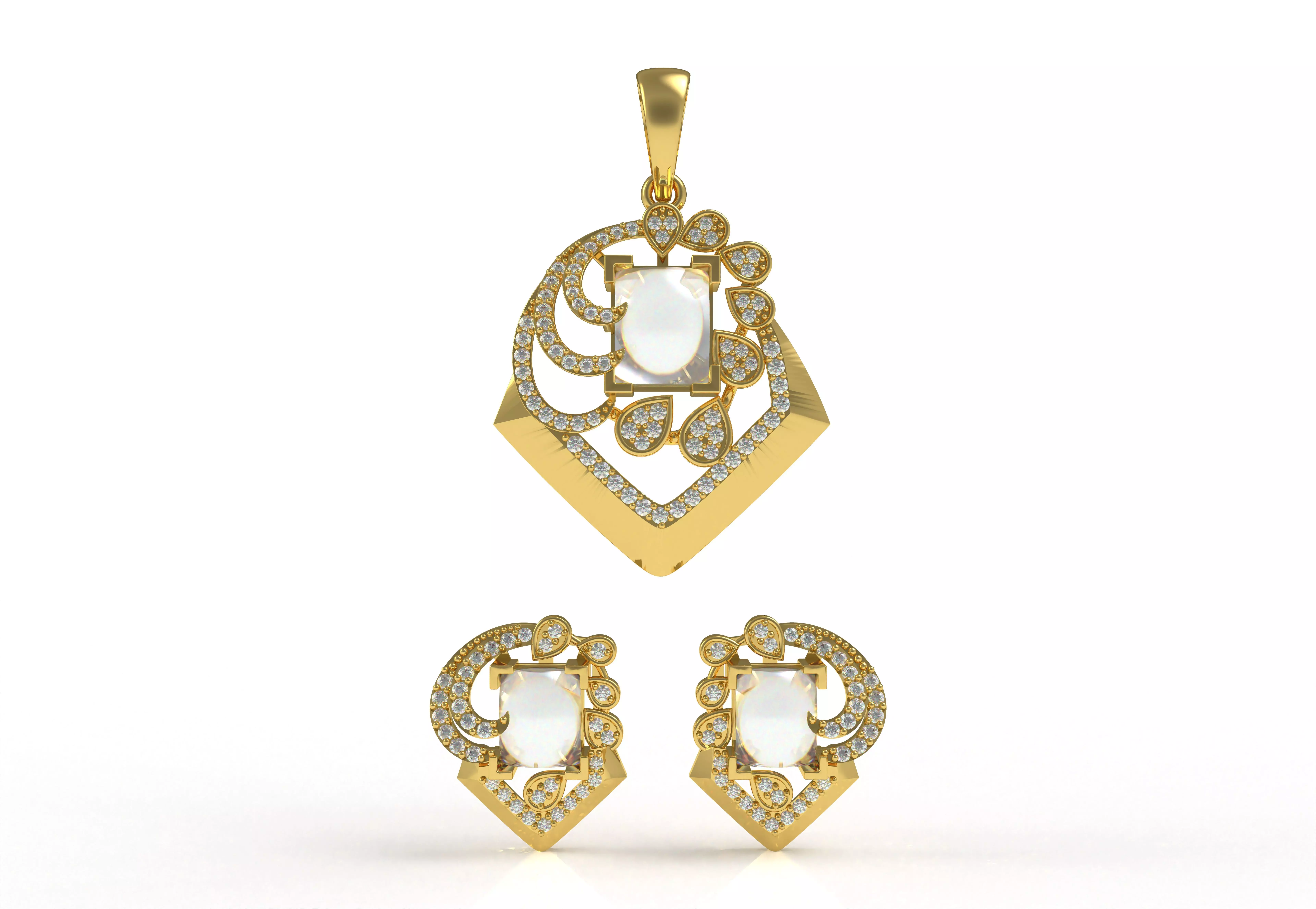 Diamond Pendant Set 06 3D print model