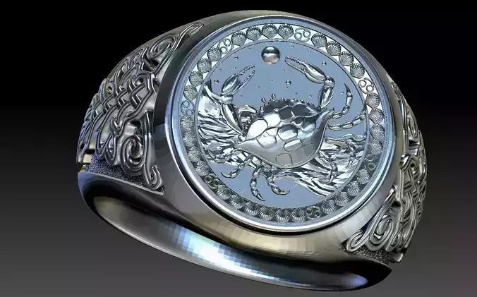 ZODIAC CANCER THEMED RING 3D print model