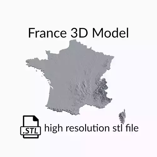 France Topographic Map - 3D Terrain Topography of France 3D print model
