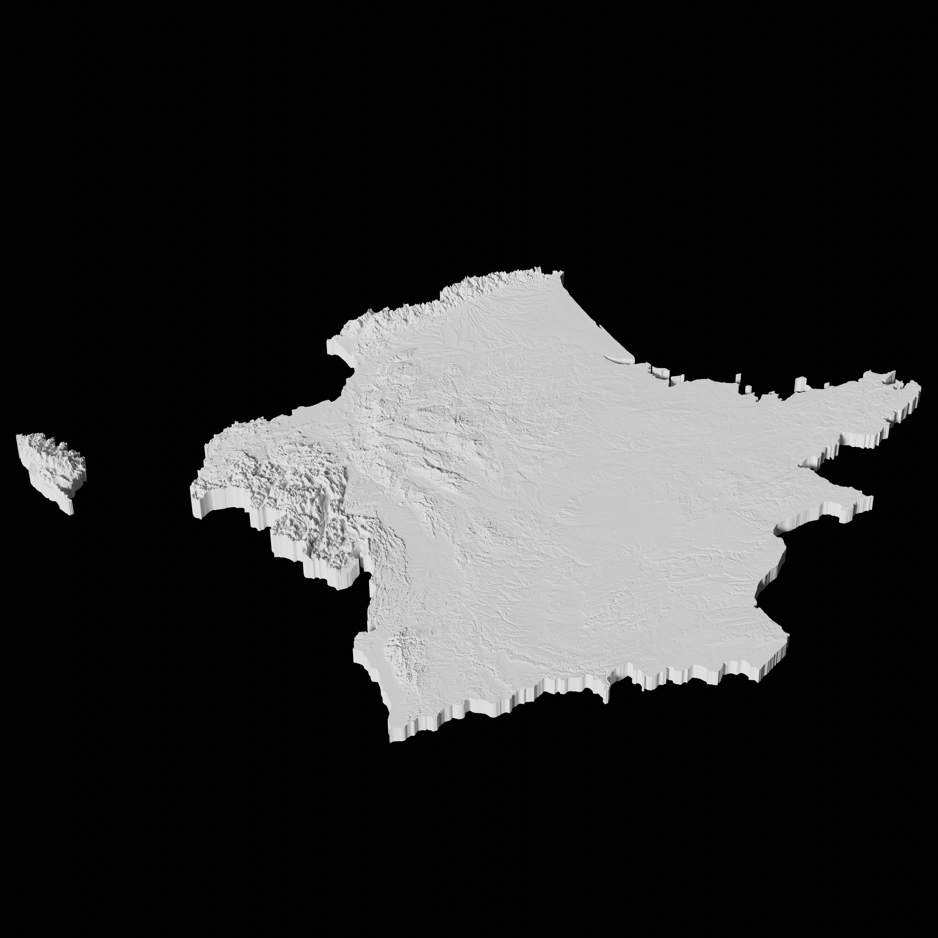 France Topographic Map - 3D Terrain Topography of France 3D print model_4