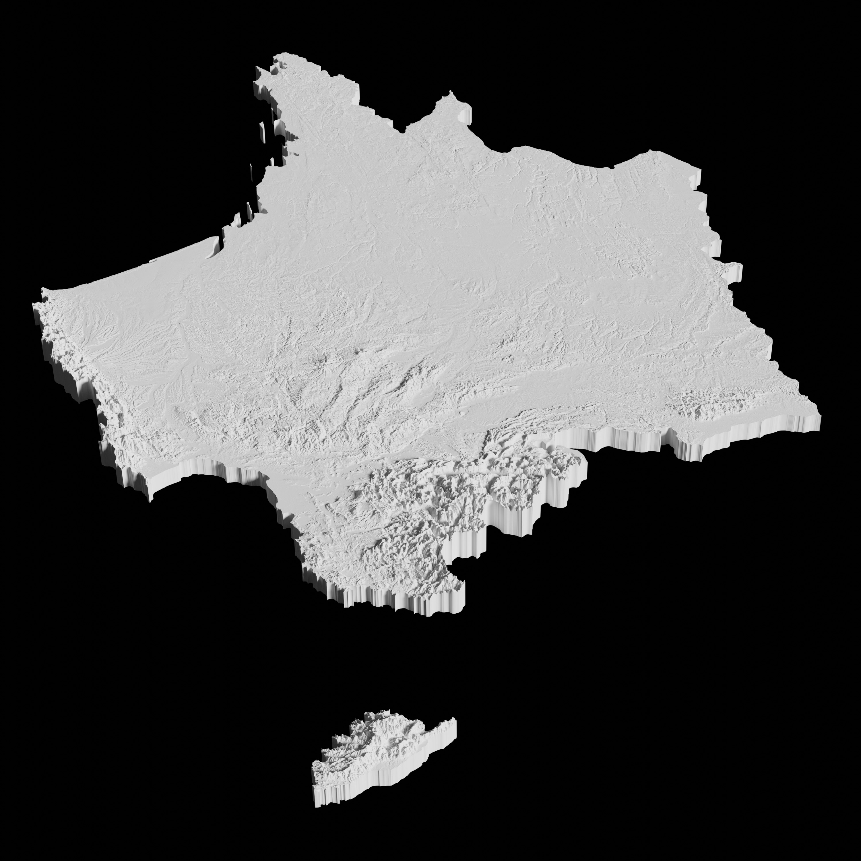 France Topographic Map - 3D Terrain Topography of France 3D print model_5