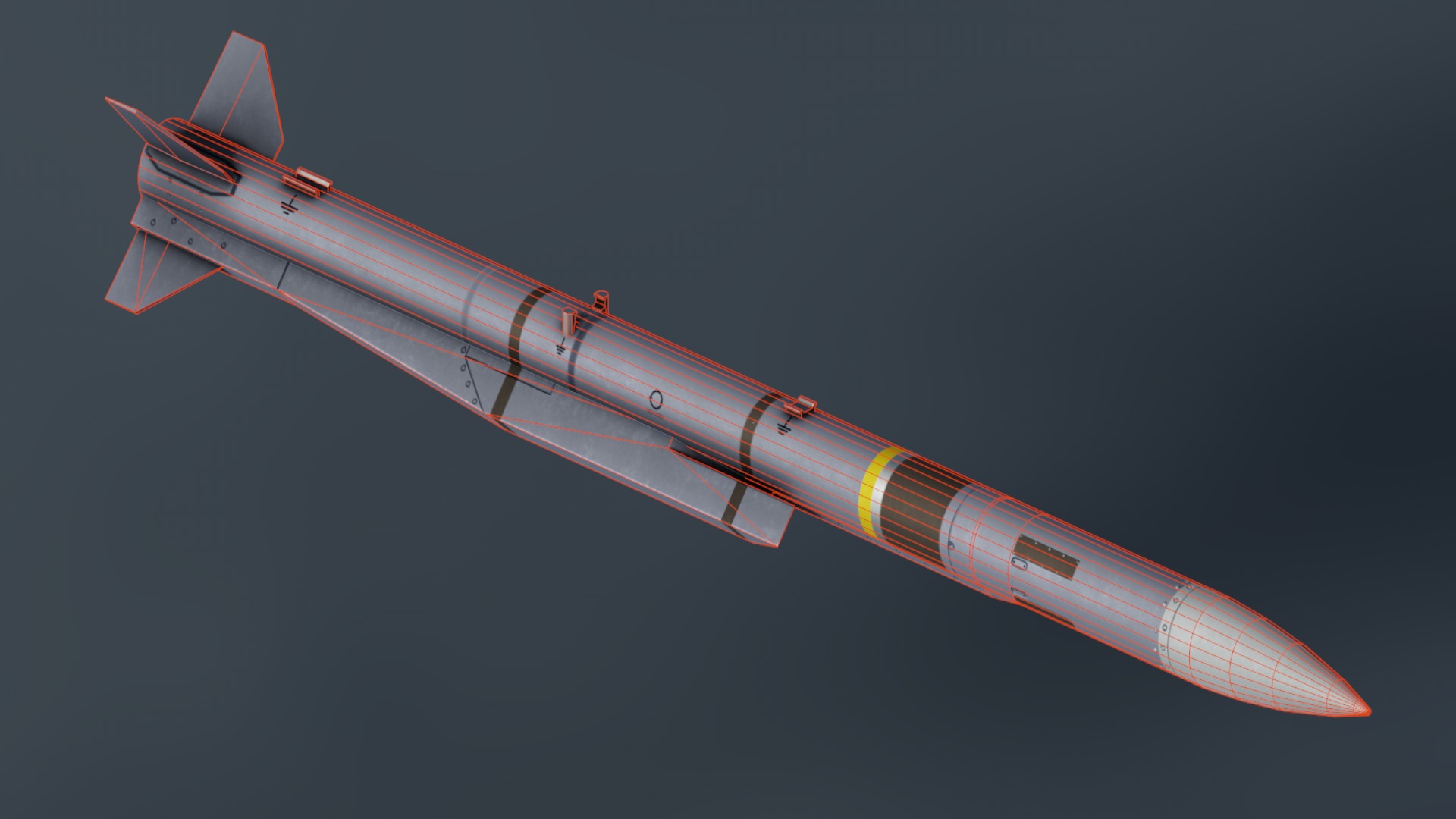 Meteor AA Missile Low-poly 3D model_7