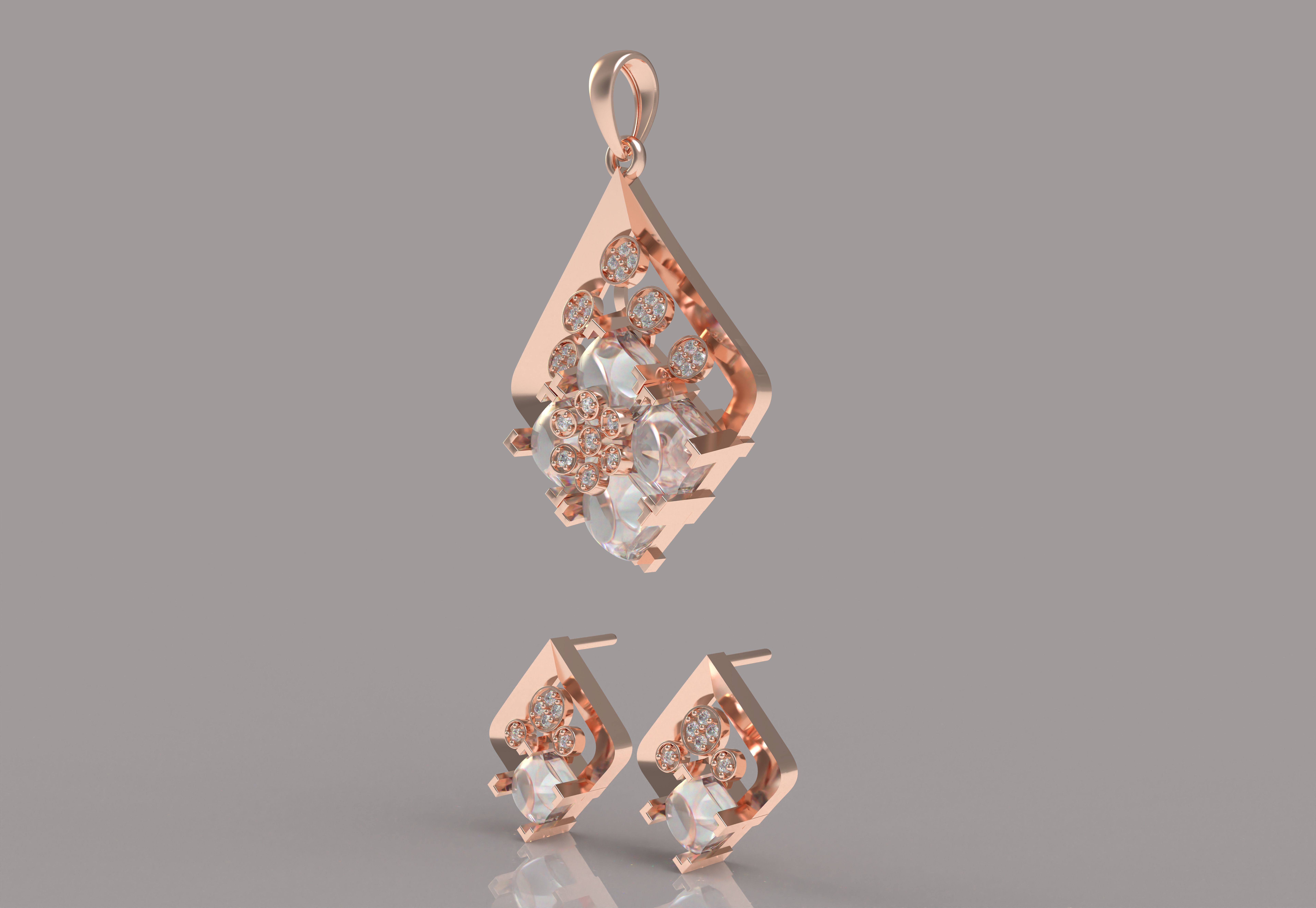 Diamond Pendant Set 09 3D print model_16