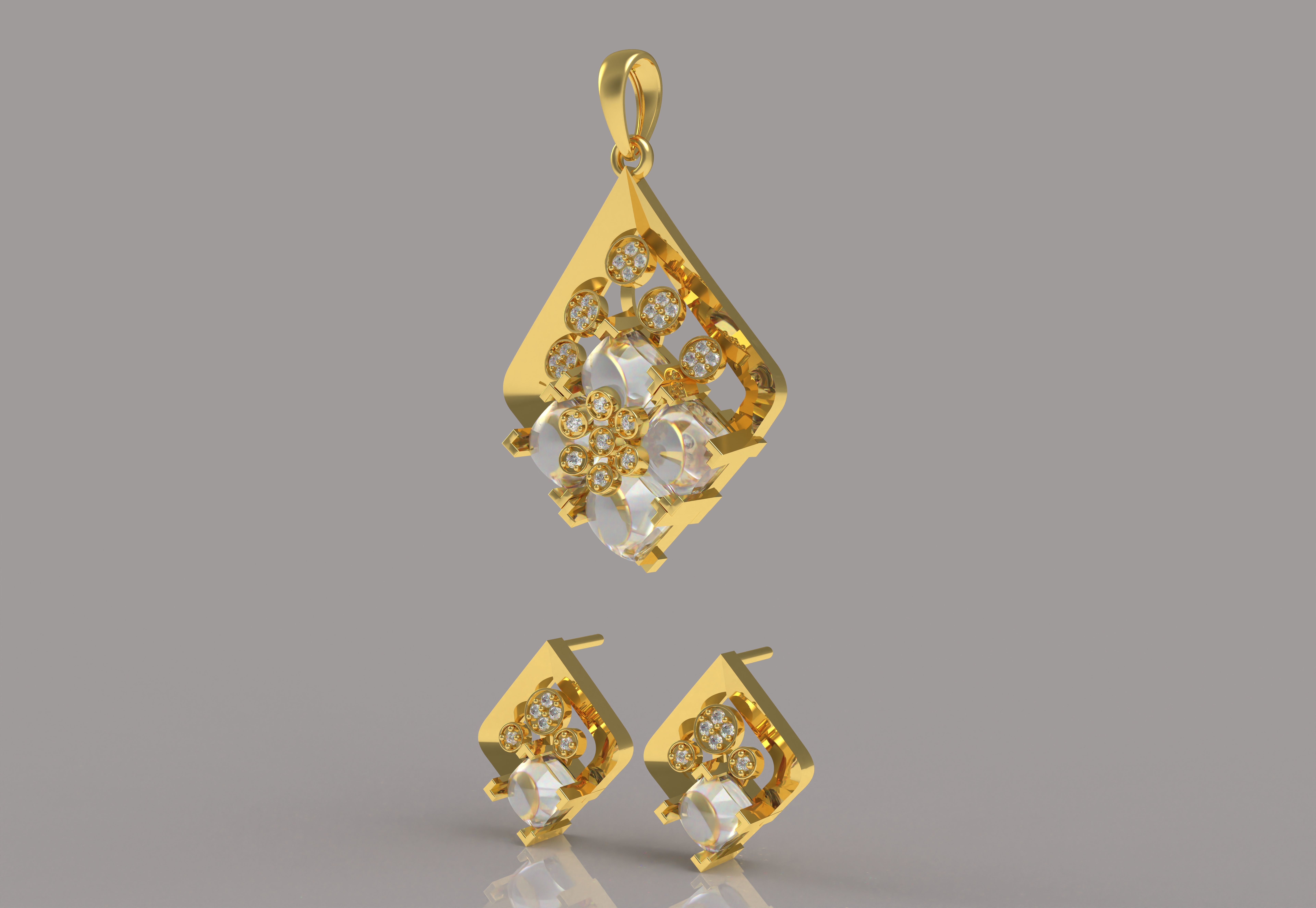 Diamond Pendant Set 09 3D print model_24