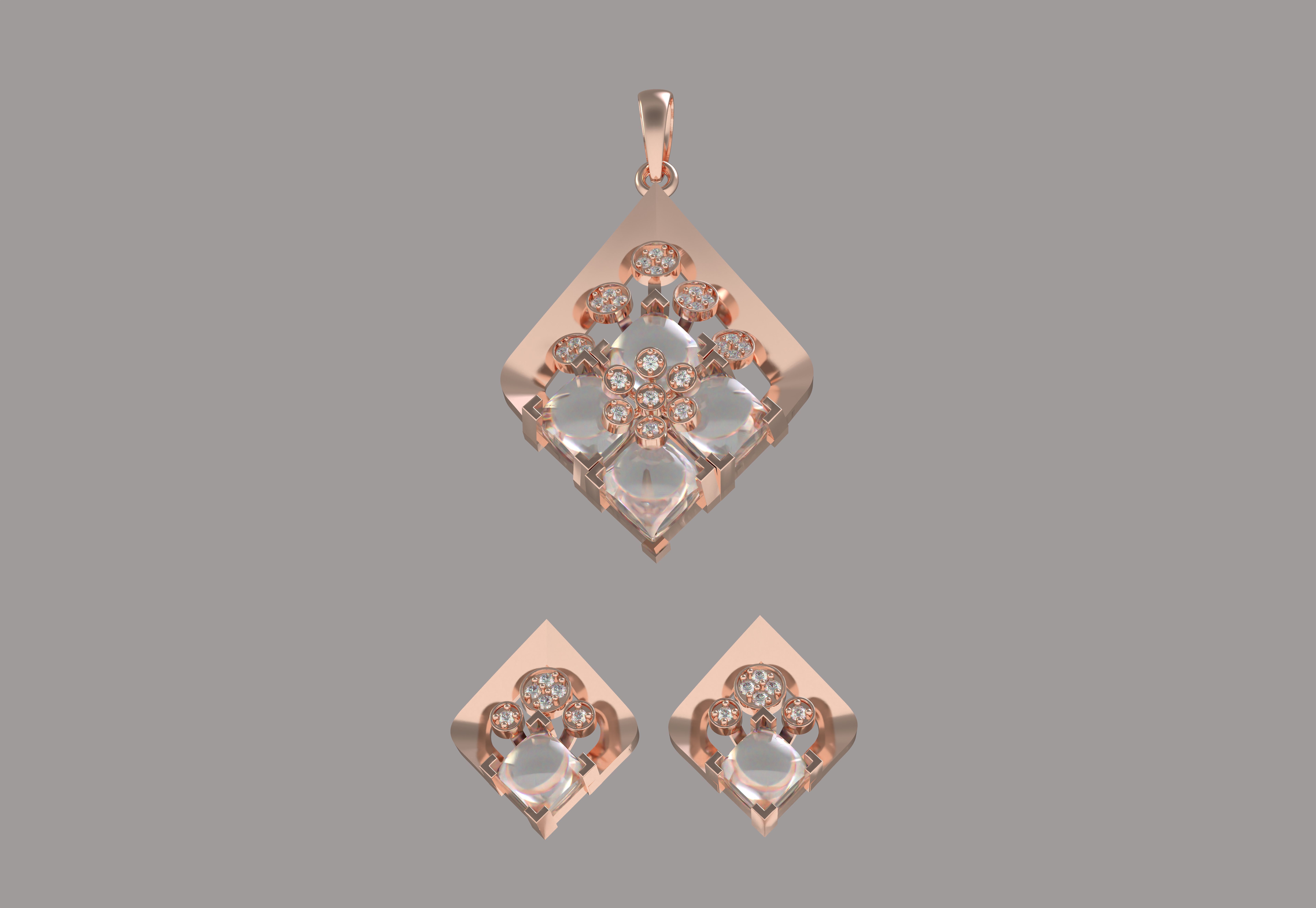Diamond Pendant Set 09 3D print model_15