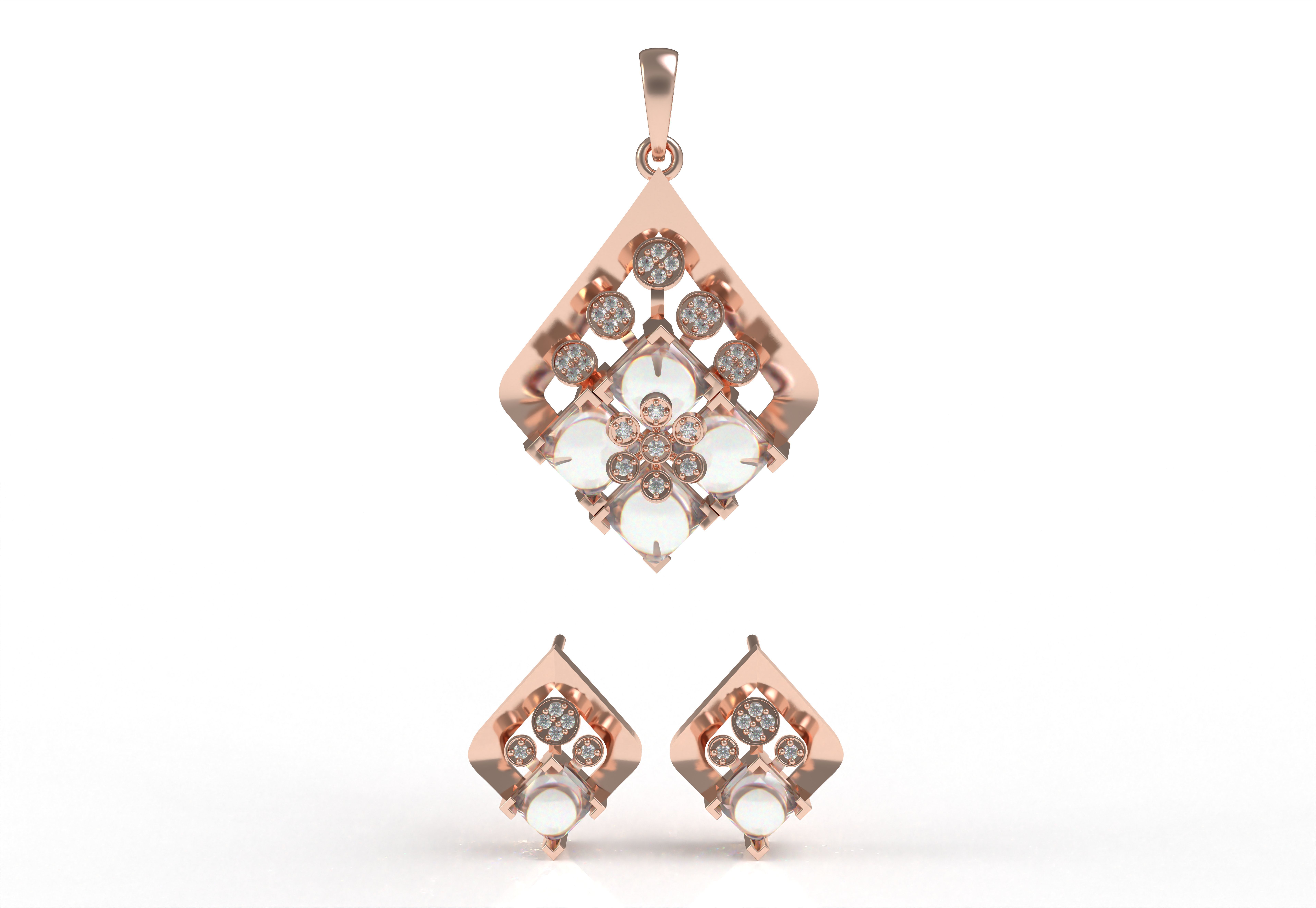 Diamond Pendant Set 09 3D print model_10