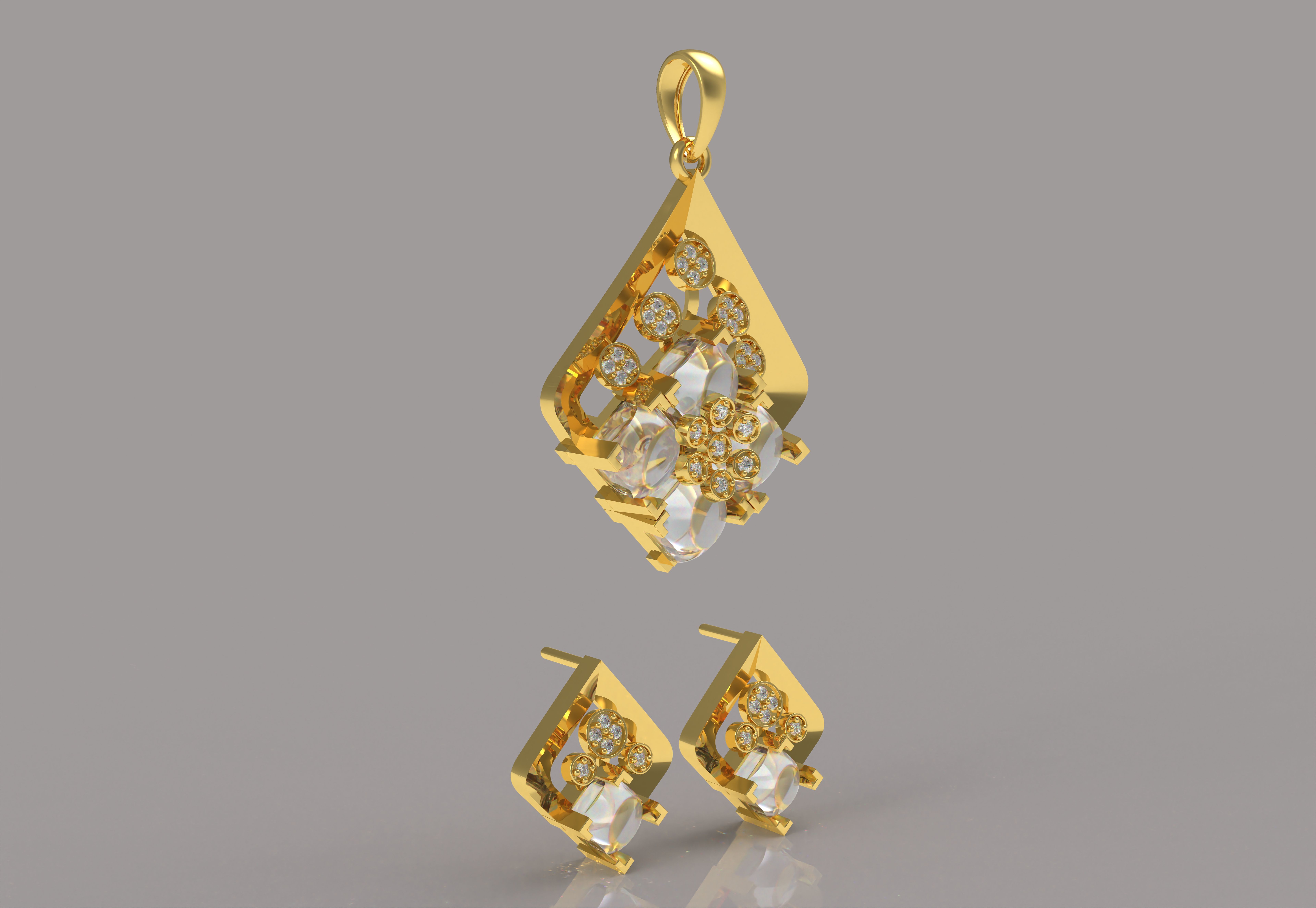 Diamond Pendant Set 09 3D print model_25