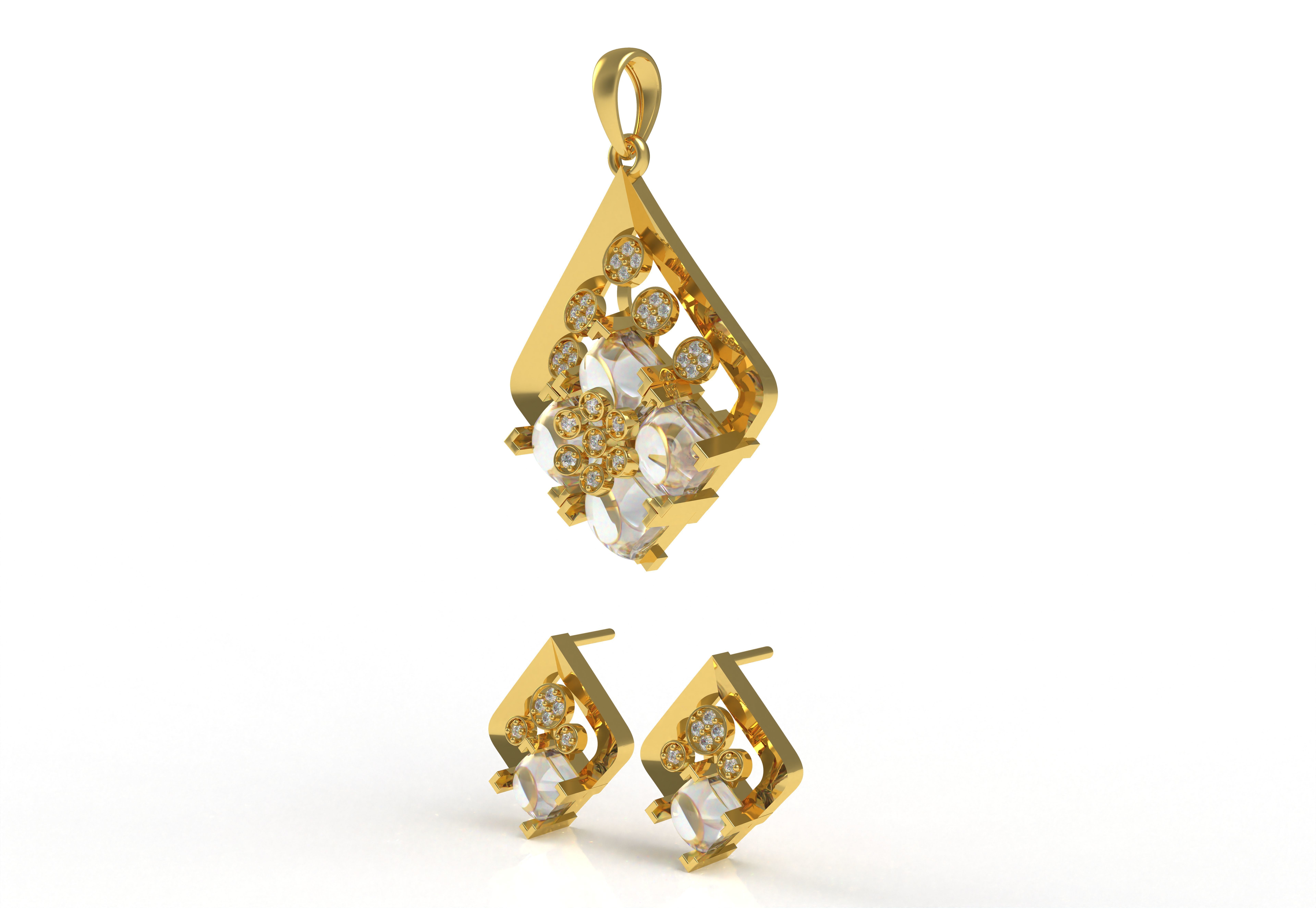 Diamond Pendant Set 09 3D print model_2