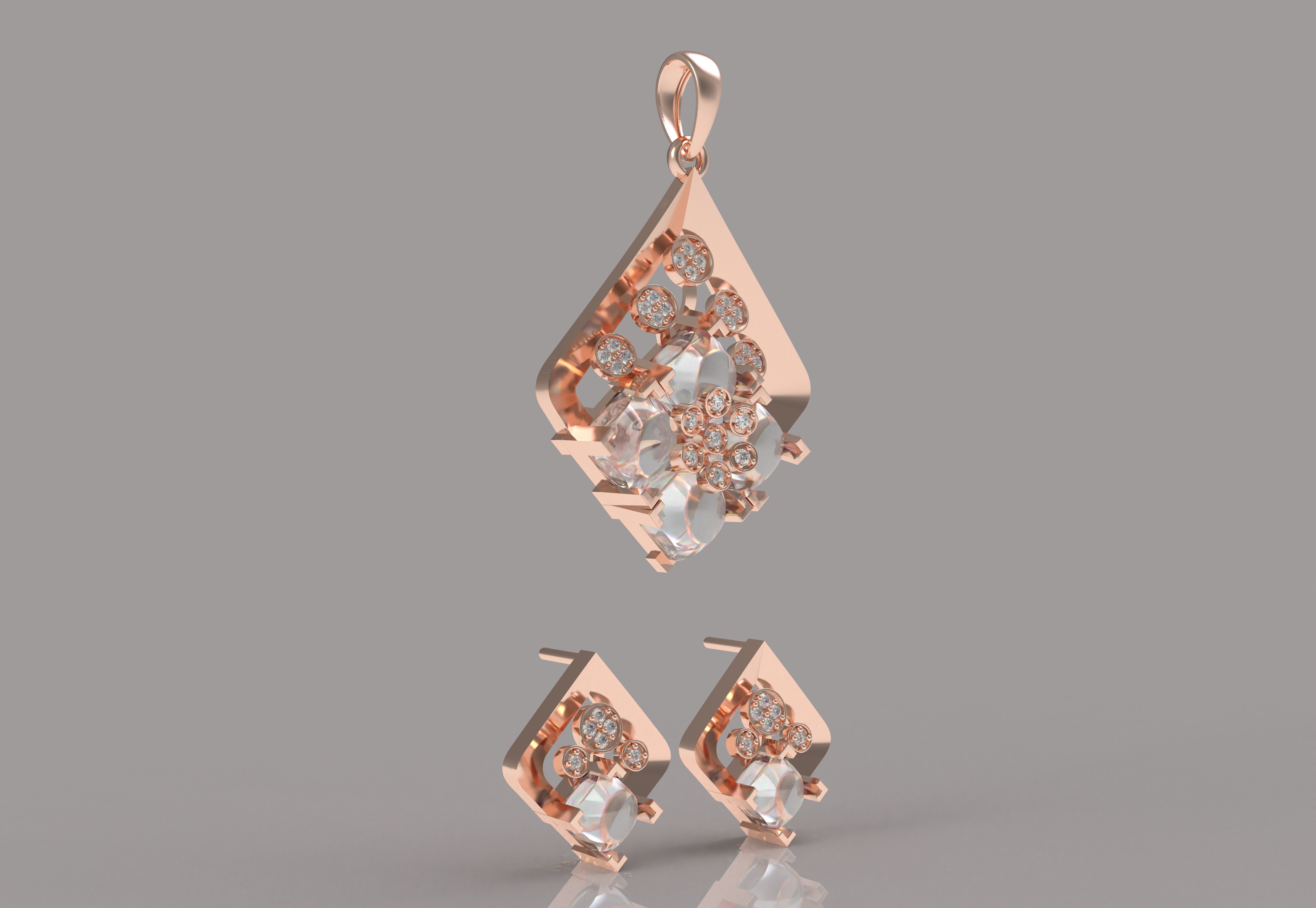 Diamond Pendant Set 09 3D print model_17