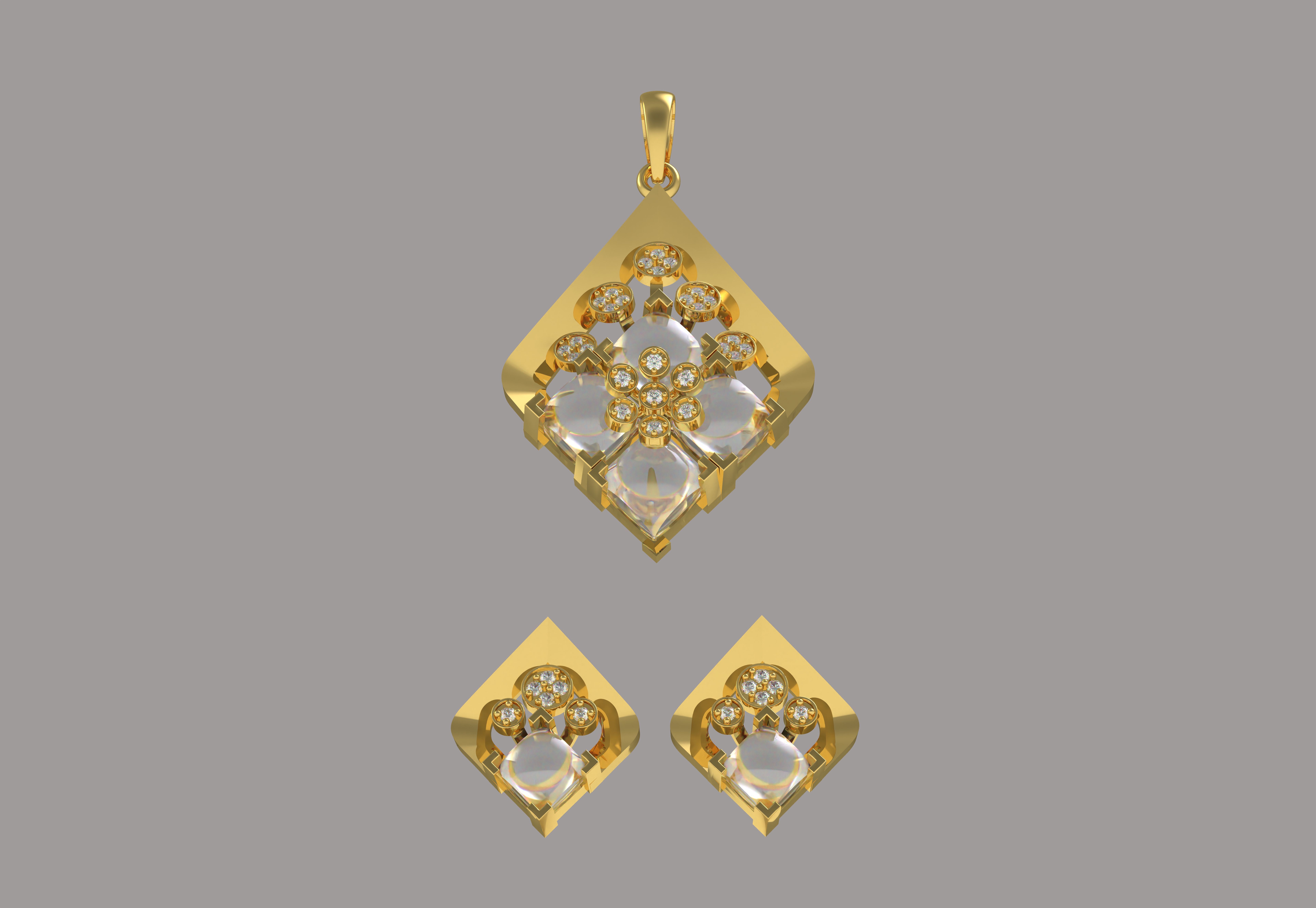Diamond Pendant Set 09 3D print model_23