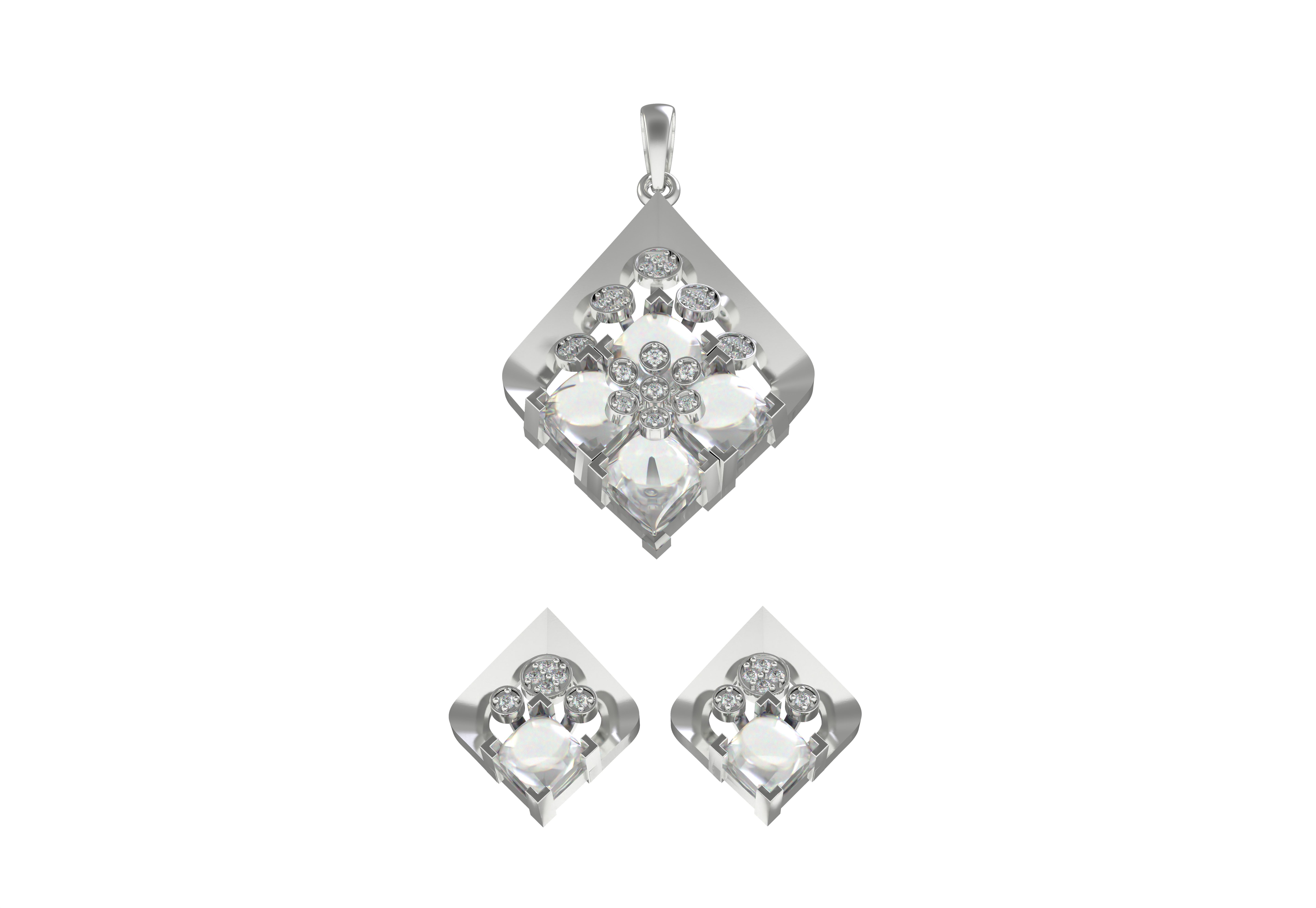 Diamond Pendant Set 09 3D print model_7