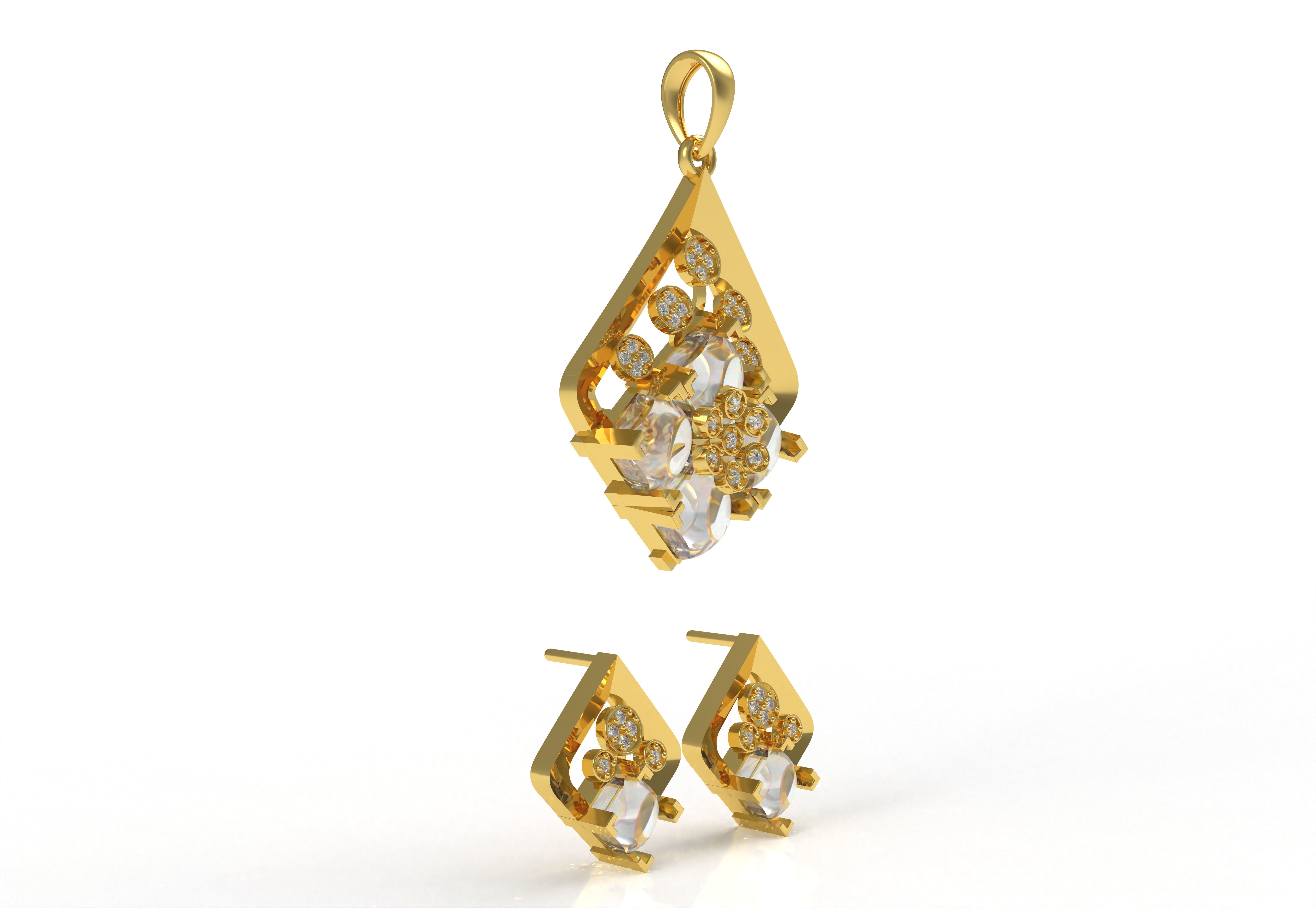 Diamond Pendant Set 09 3D print model_3