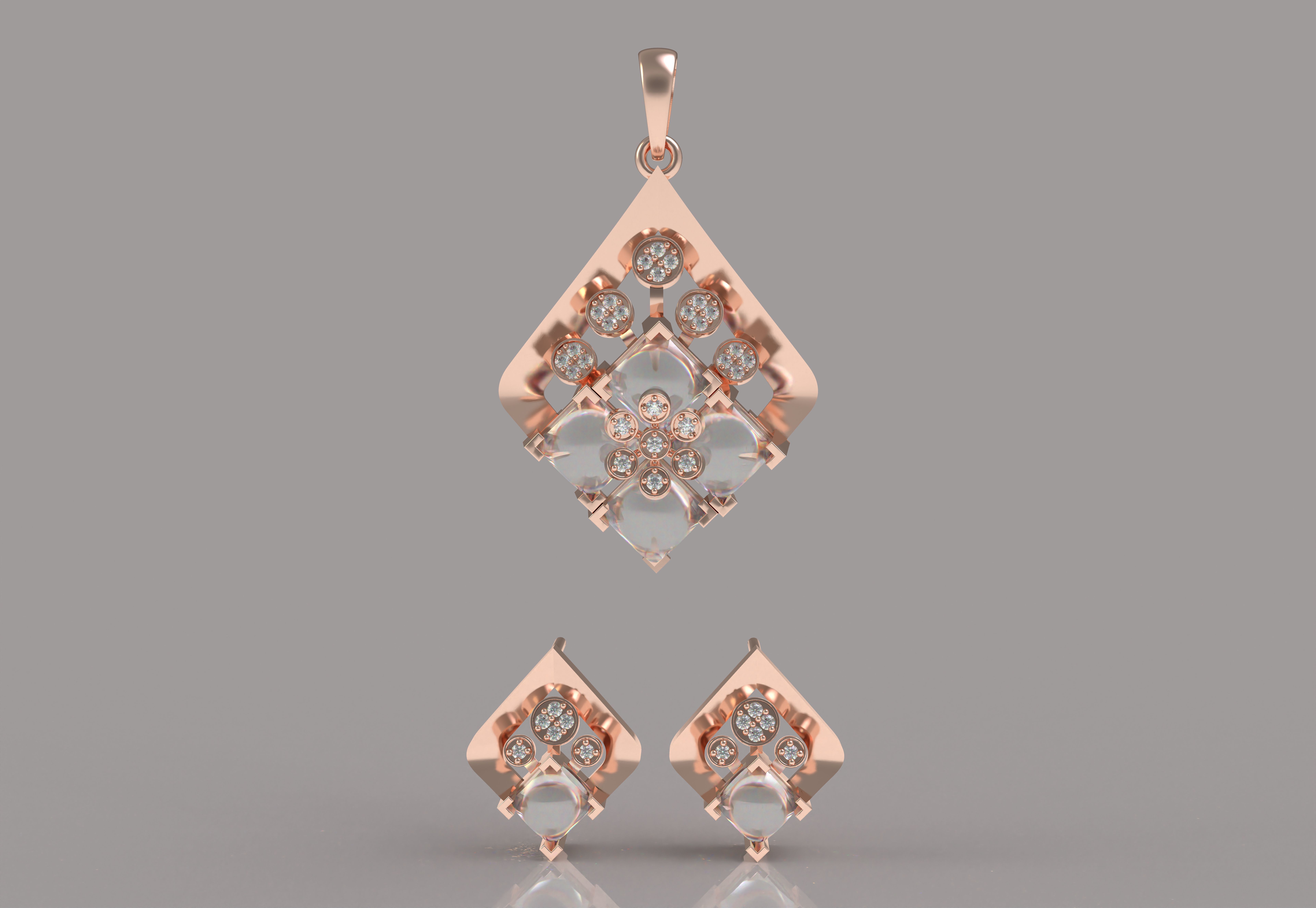 Diamond Pendant Set 09 3D print model_14
