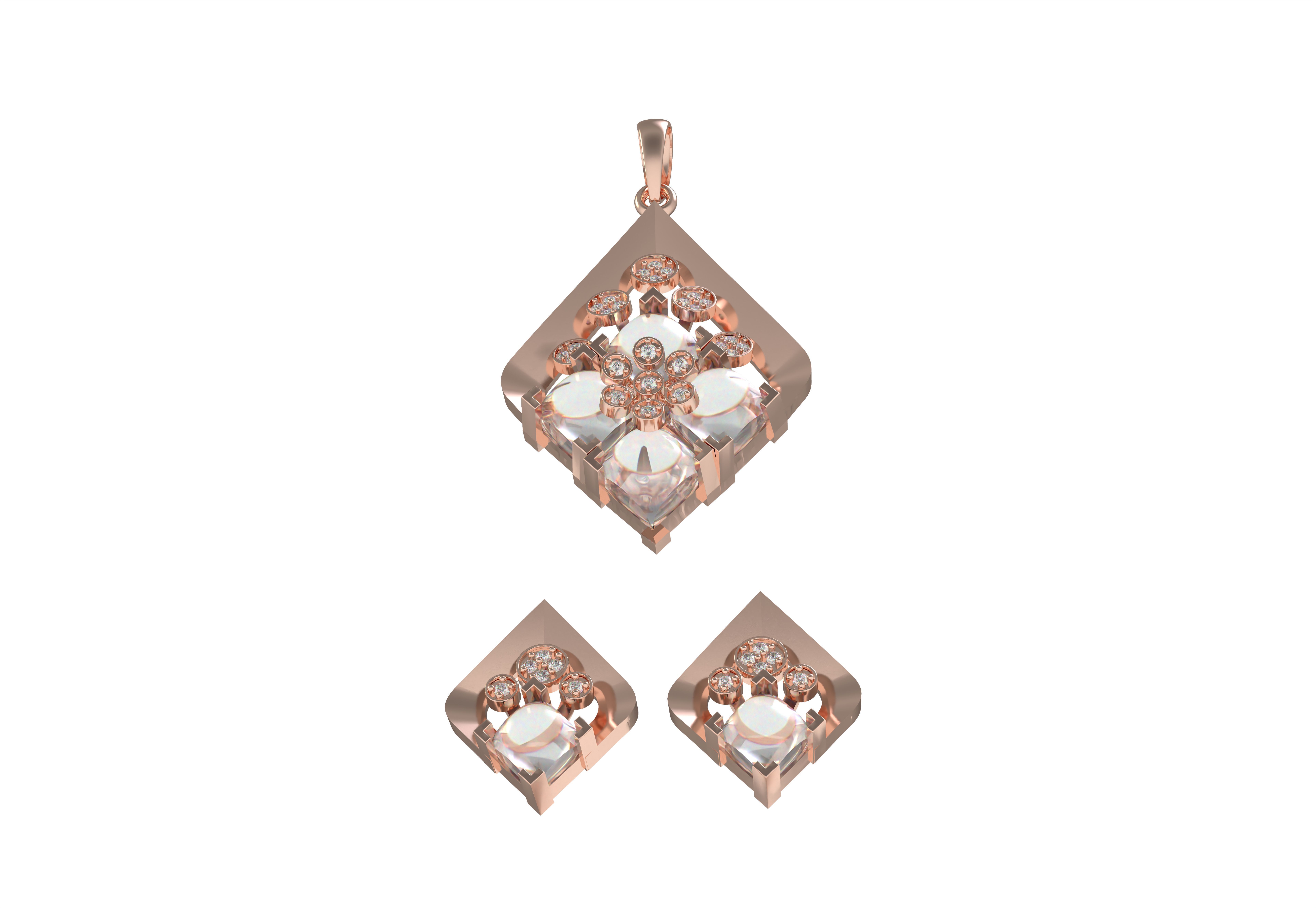 Diamond Pendant Set 09 3D print model_11