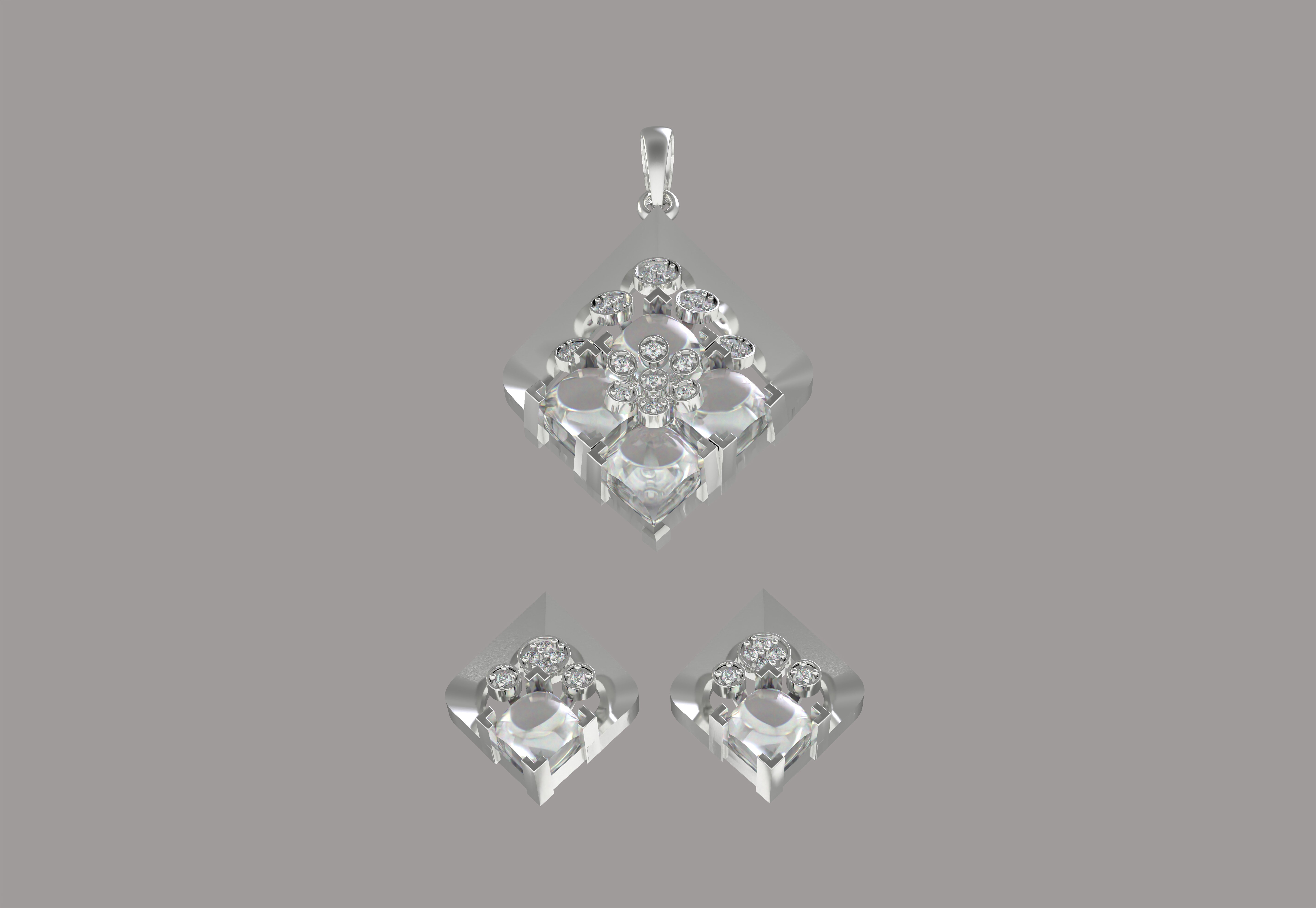Diamond Pendant Set 09 3D print model_19