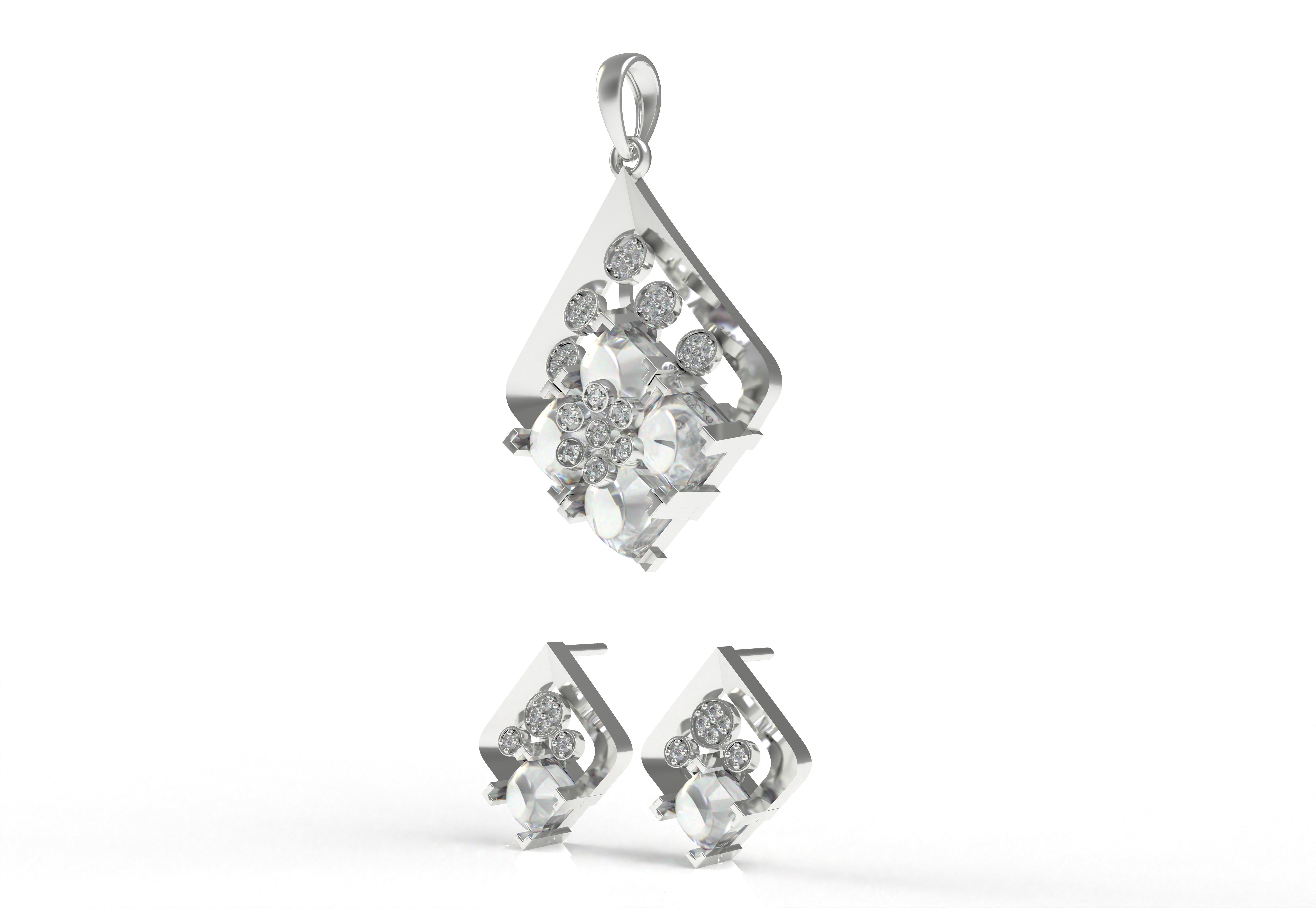 Diamond Pendant Set 09 3D print model_8
