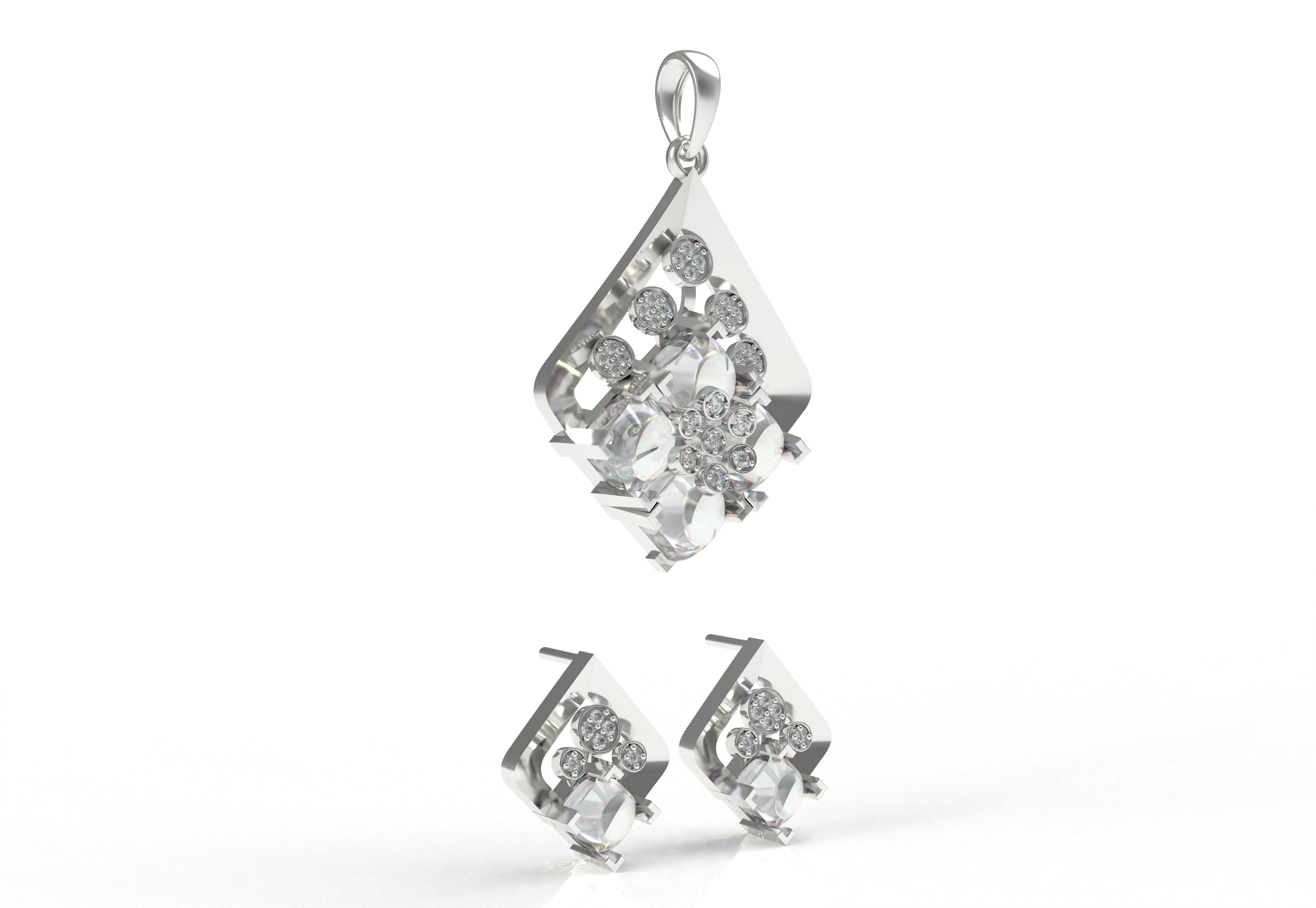 Diamond Pendant Set 09 3D print model_9