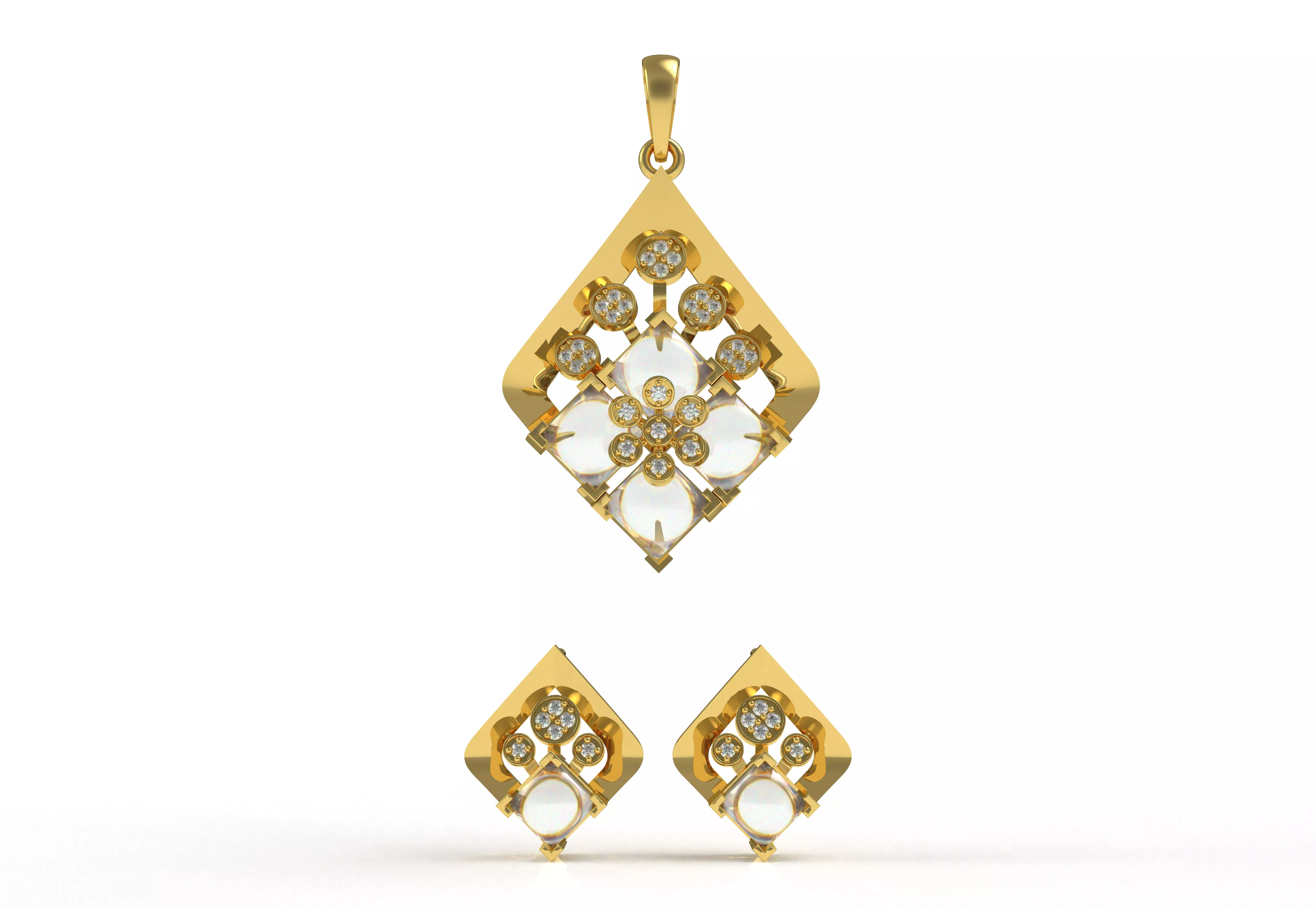 Diamond Pendant Set 09 3D print model_0