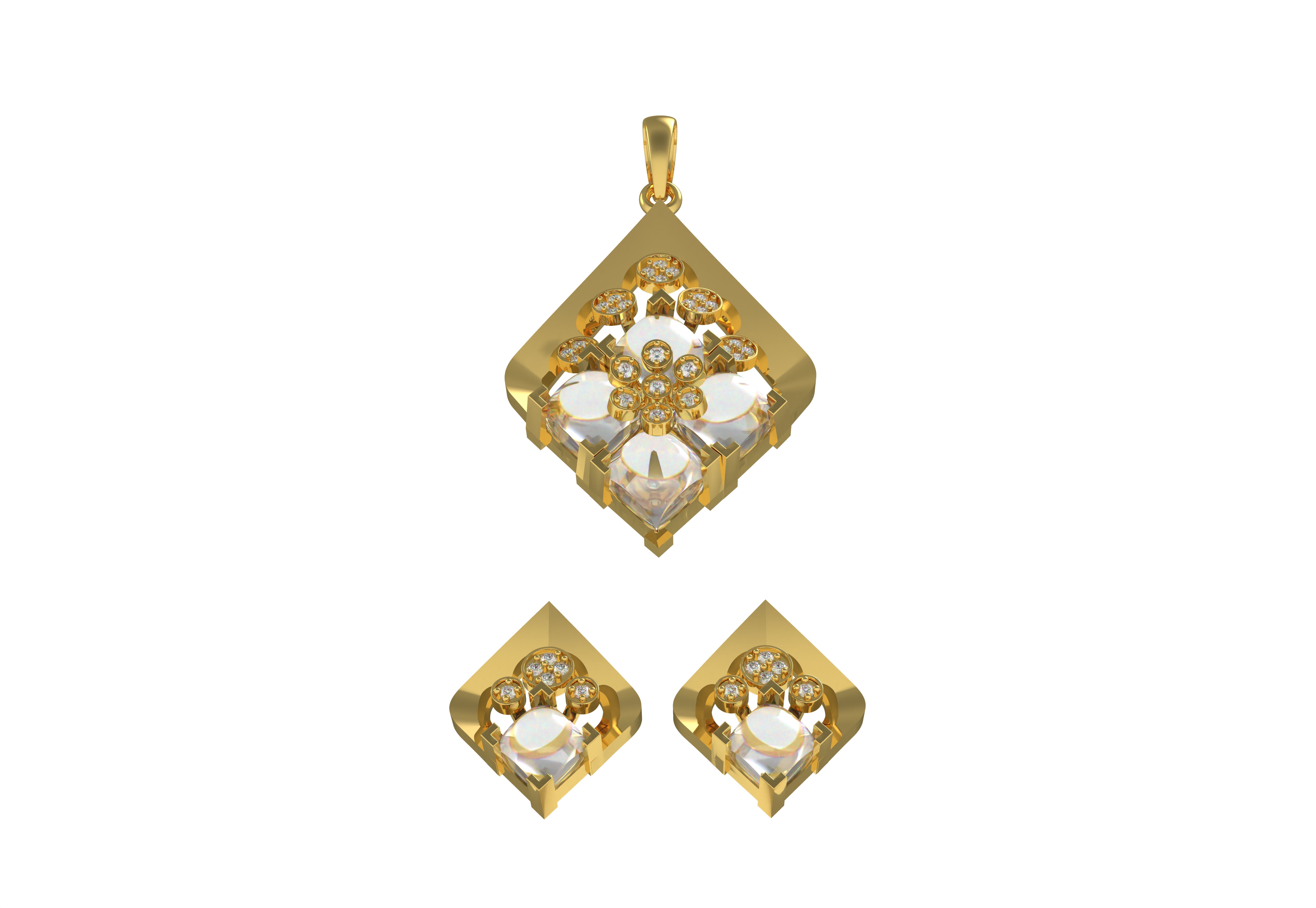 Diamond Pendant Set 09 3D print model_1