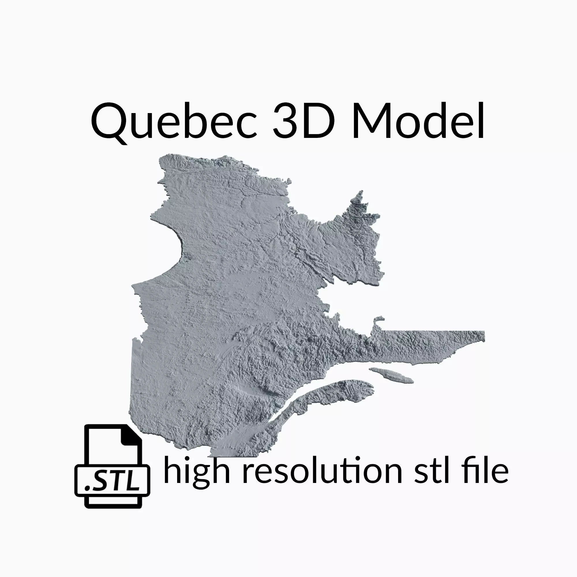 Canada Quebec Topographic Map - 3D Terrain Topography 3D print model_0