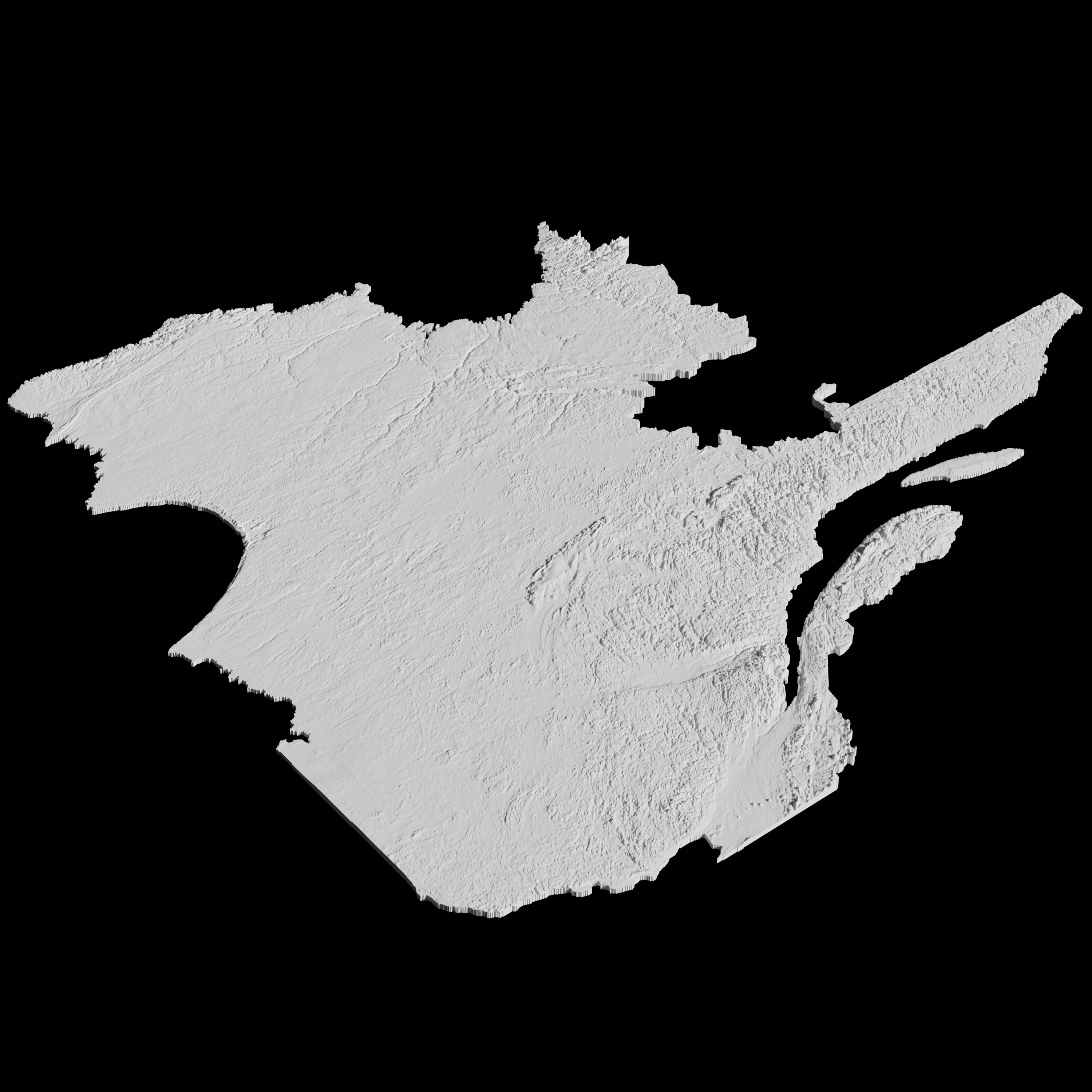 Canada Quebec Topographic Map - 3D Terrain Topography 3D print model_3