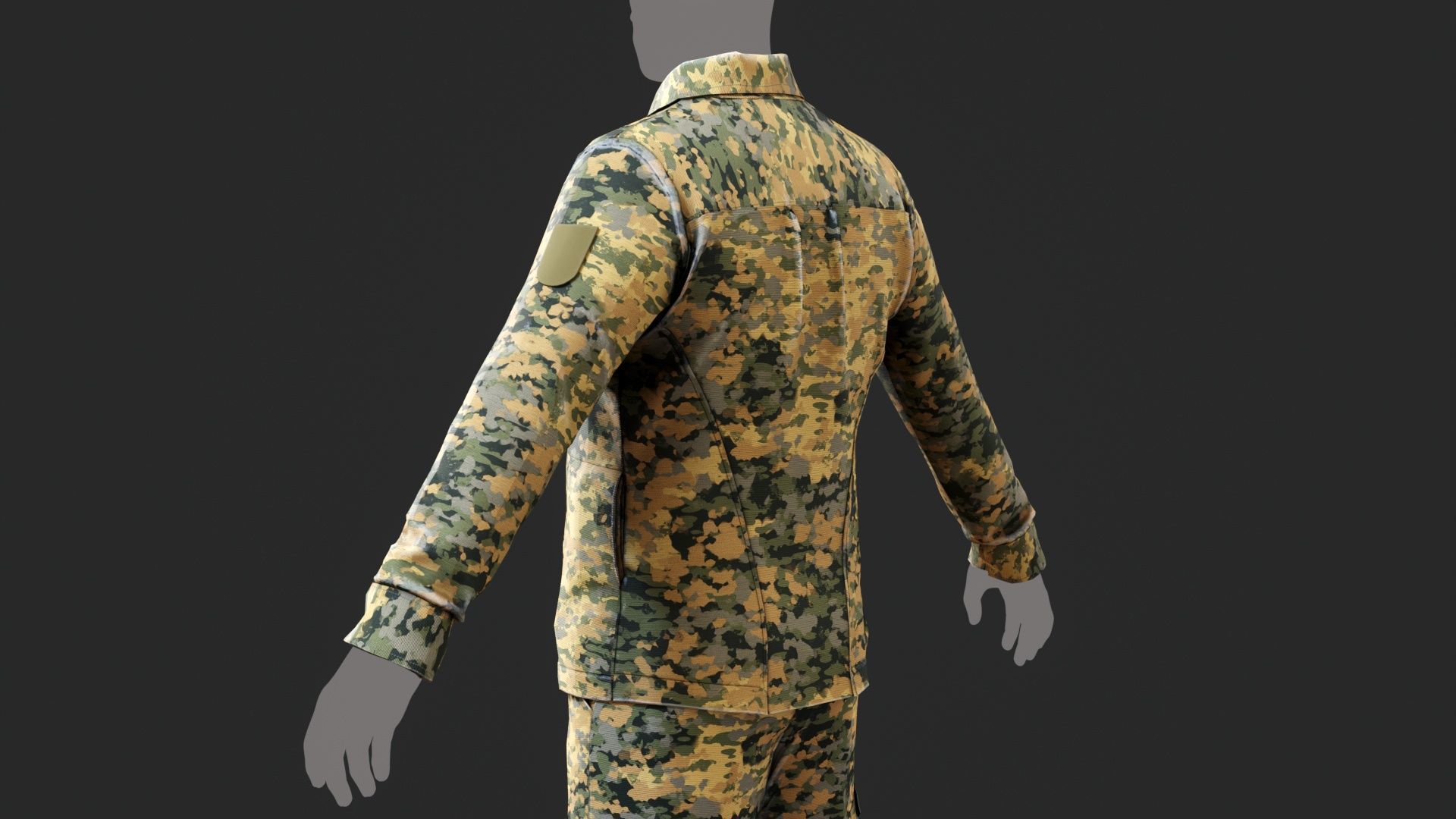 Austrian Armed Forces Shirt Pants -12 Color Game-Ready Low-poly 3D model_9