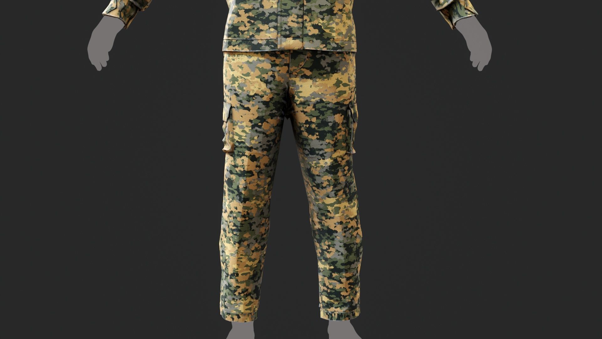 Austrian Armed Forces Shirt Pants -12 Color Game-Ready Low-poly 3D model_10