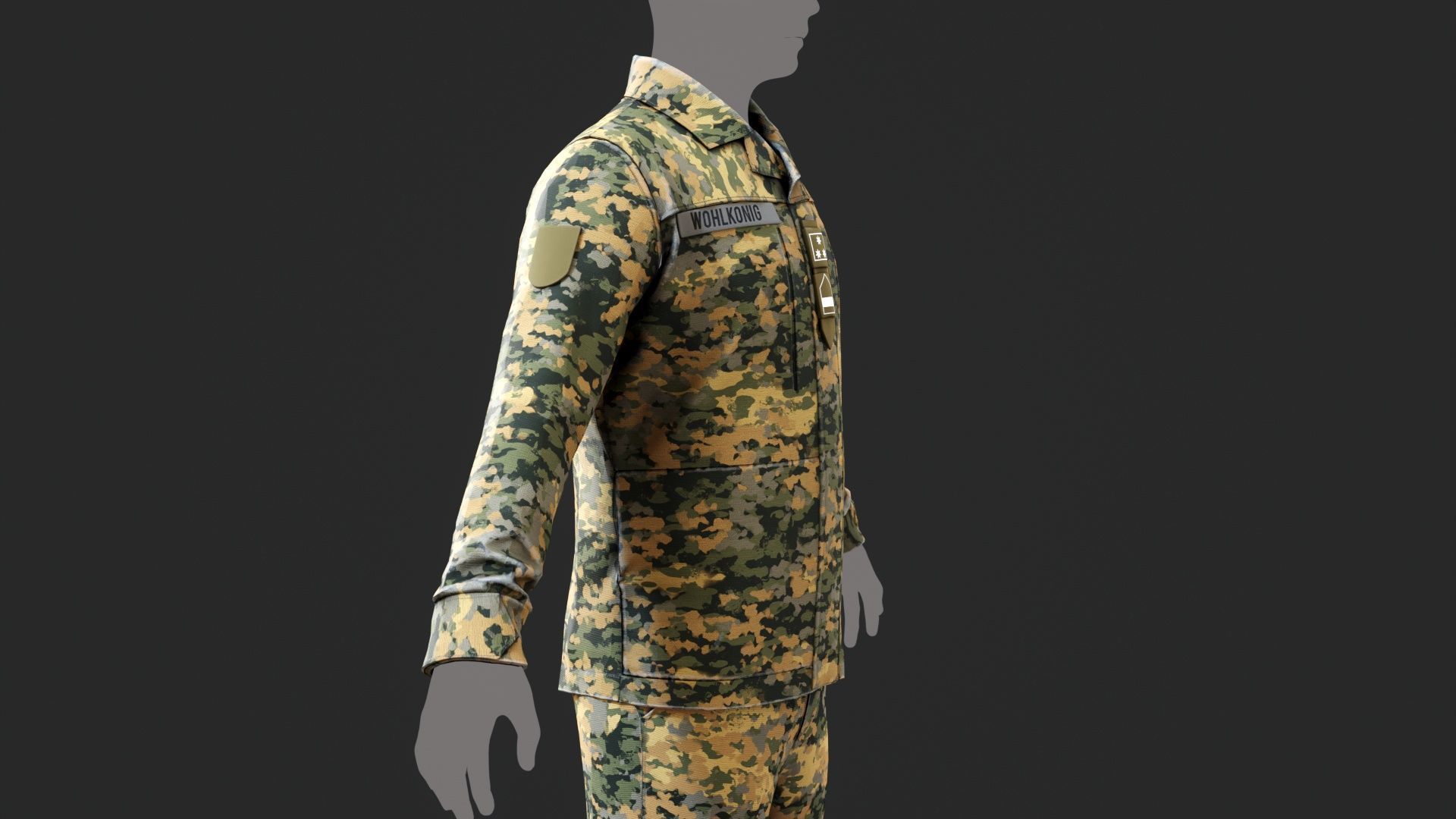 Austrian Armed Forces Shirt Pants -12 Color Game-Ready Low-poly 3D model_23